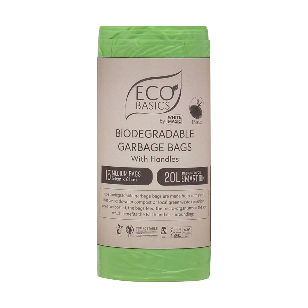 Eco Basics Biodegradable Garbage Bags, Medium, 20L, 15 Bags