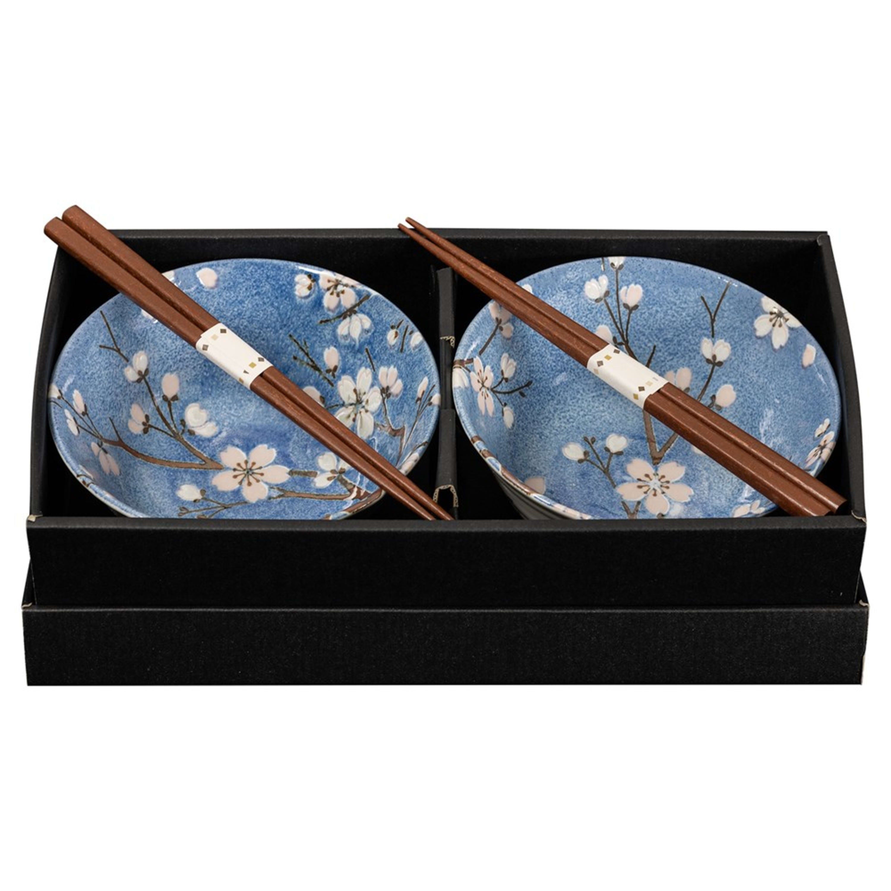 Omotenashi Fujisakura 4 Piece Bowl & Chopstick Set 15x7cm