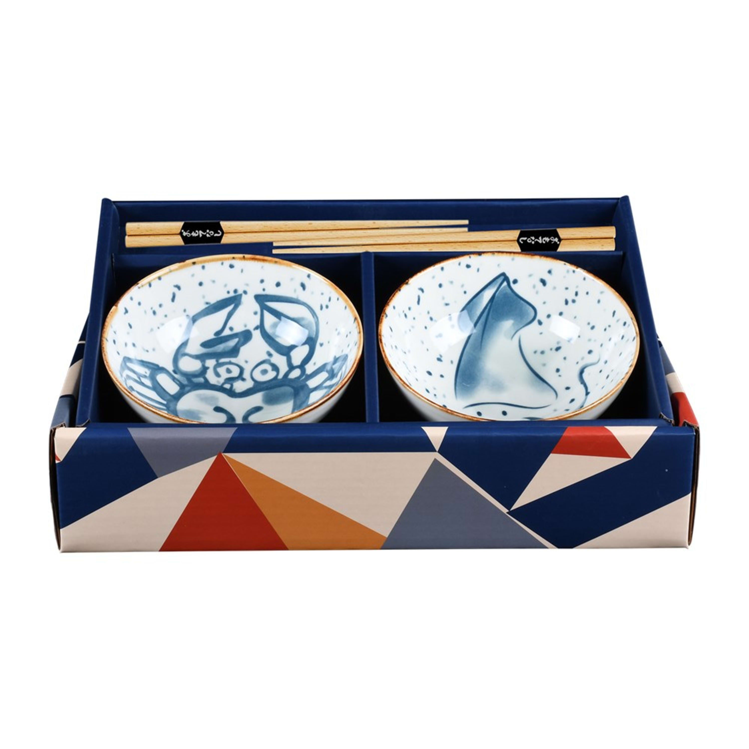 Omotenashi Living Crabby & Squiddy 2 Piece Bowl Set 11.7x5.3cm