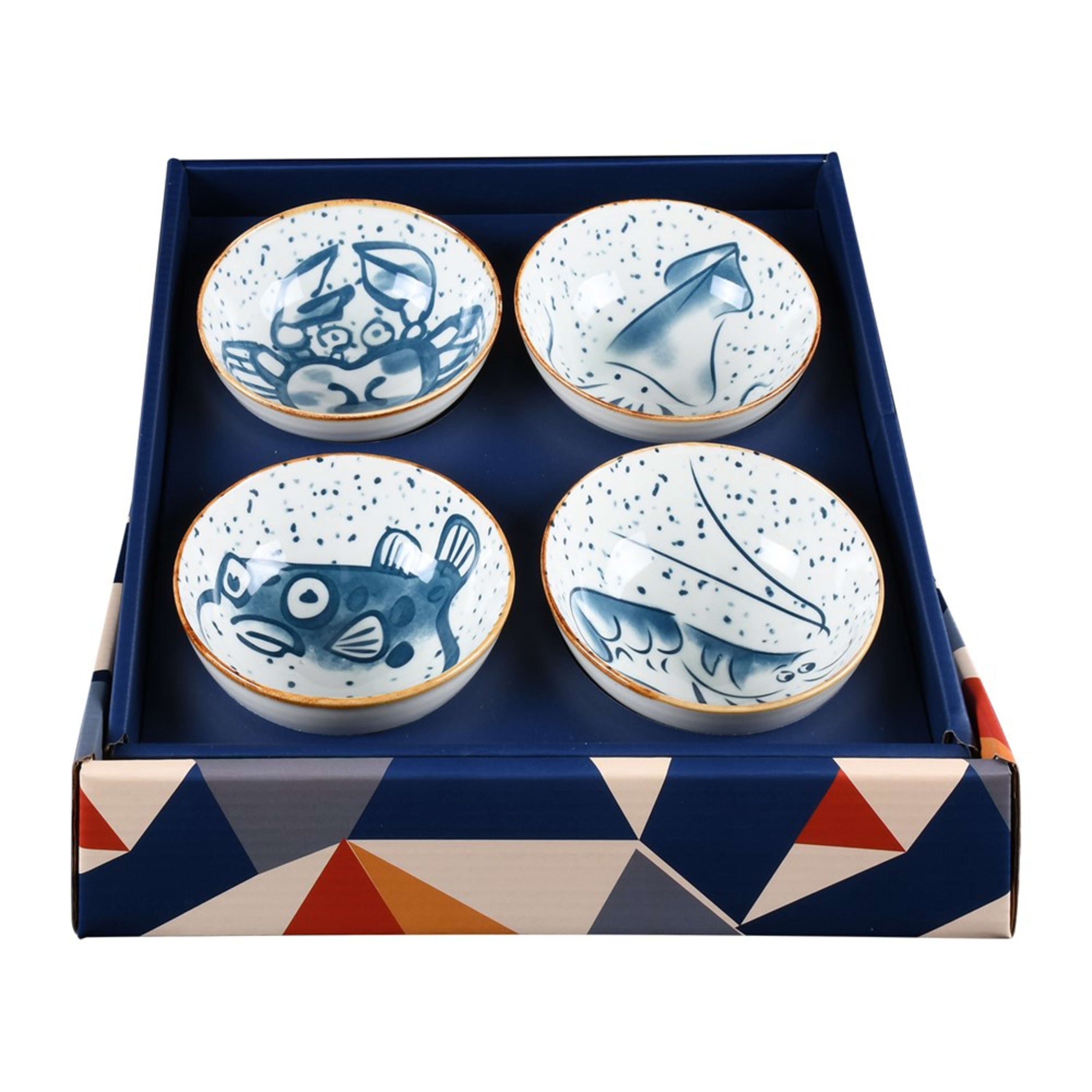 Omotenashi Living Sea Creatures 4 Piece Bowl Set 11.7x5.3cm