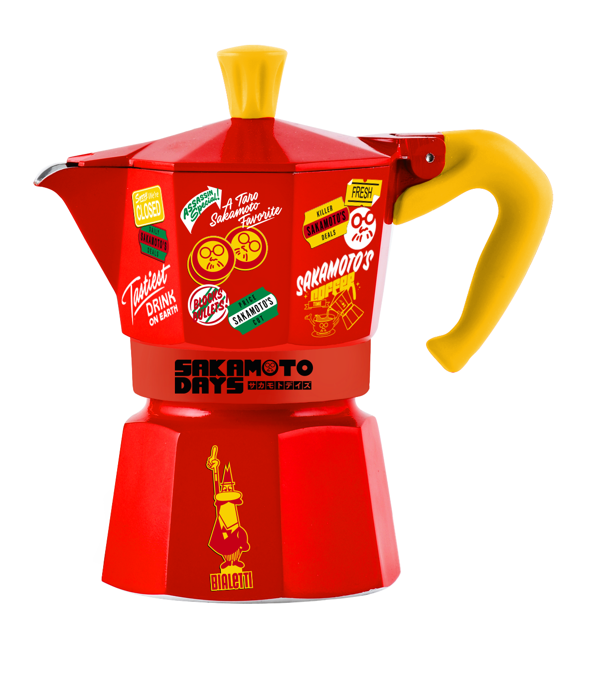 Bialetti Sakamoto Days Moka Express – 3 Cup (130 ml) Red Stovetop Coffee Maker