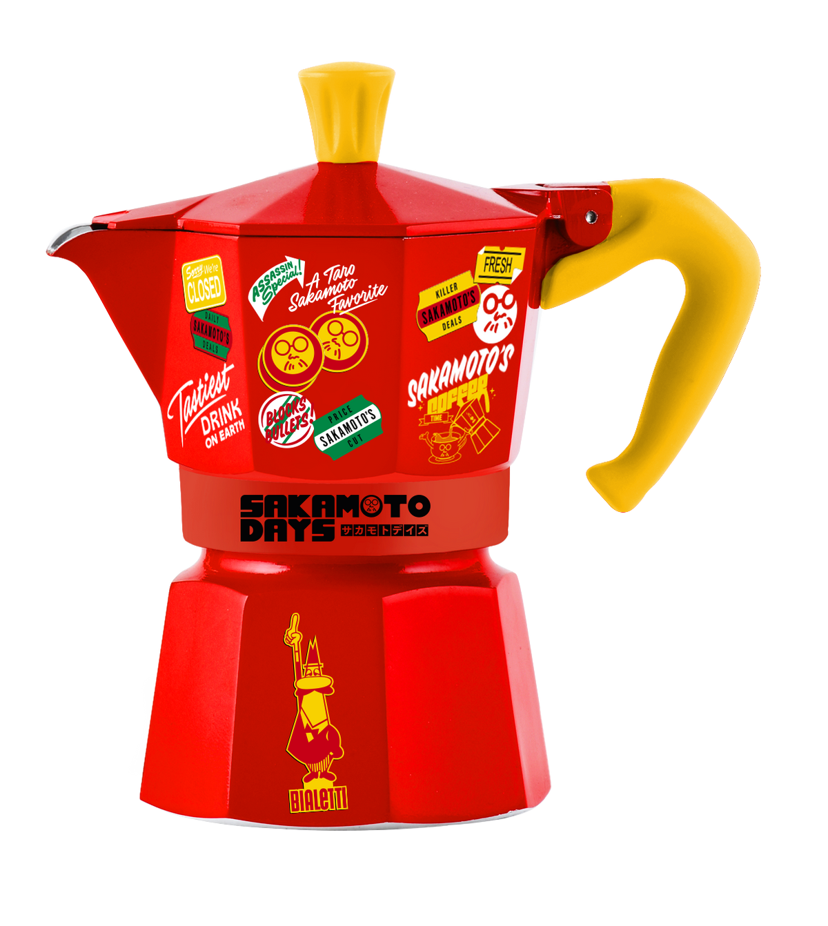 Bialetti Sakamoto Days Moka Express – 3 Cup (130 ml) Red Stovetop Coffee Maker