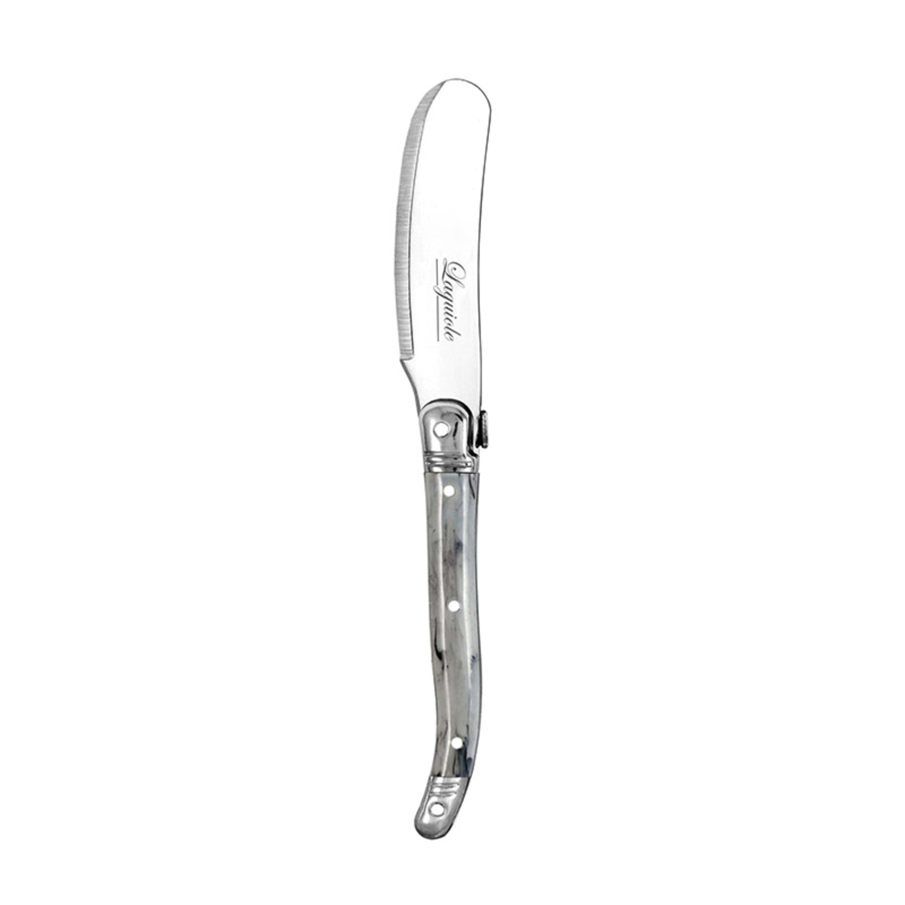 Laguiole Etiquette Pate Knife 12 Pack - Marble Grey