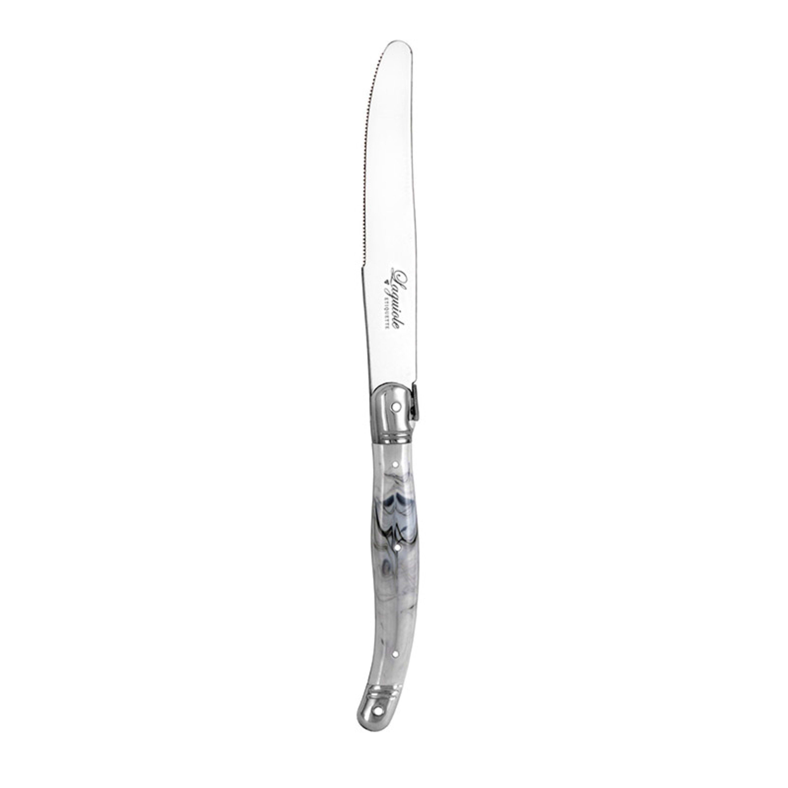 Laguiole Etiquette Table Knife 12 Pack - Marble Grey