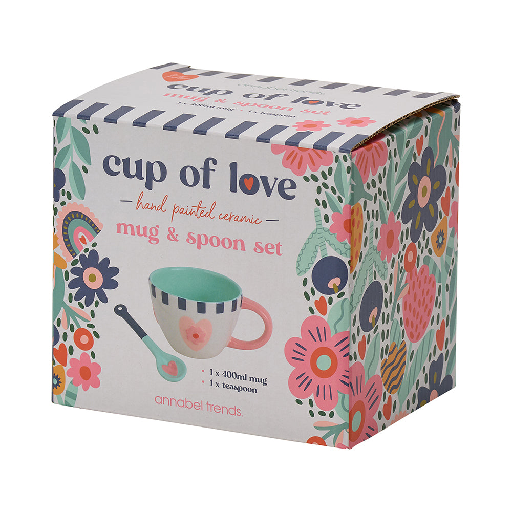 Annabel Trends Ceramic Cup of Love Mug & Spoon Set