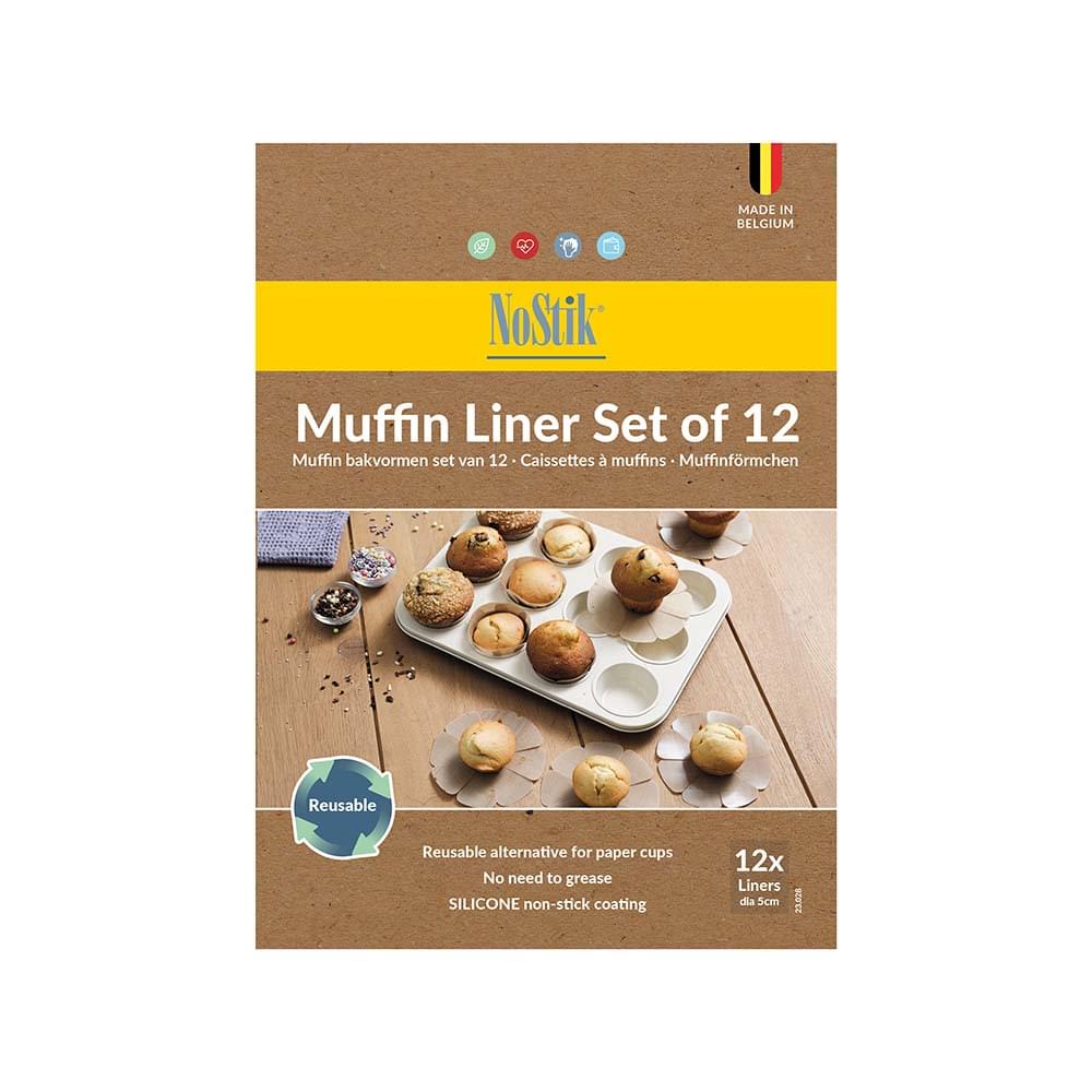 NoStik Silicone Fibreglass Muffin Liner Set of 12