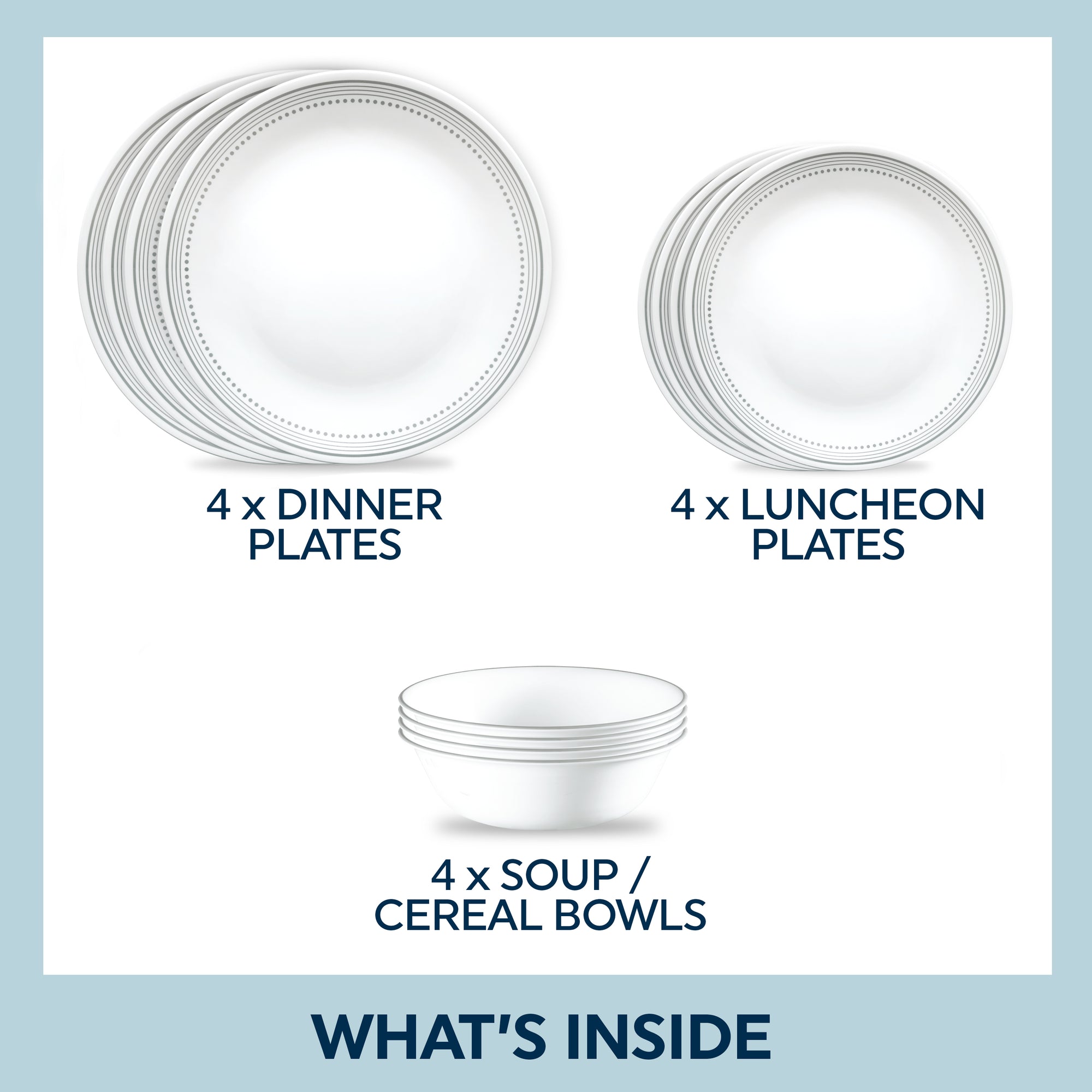Corelle Mystic Gray 12 Piece Dinner Set