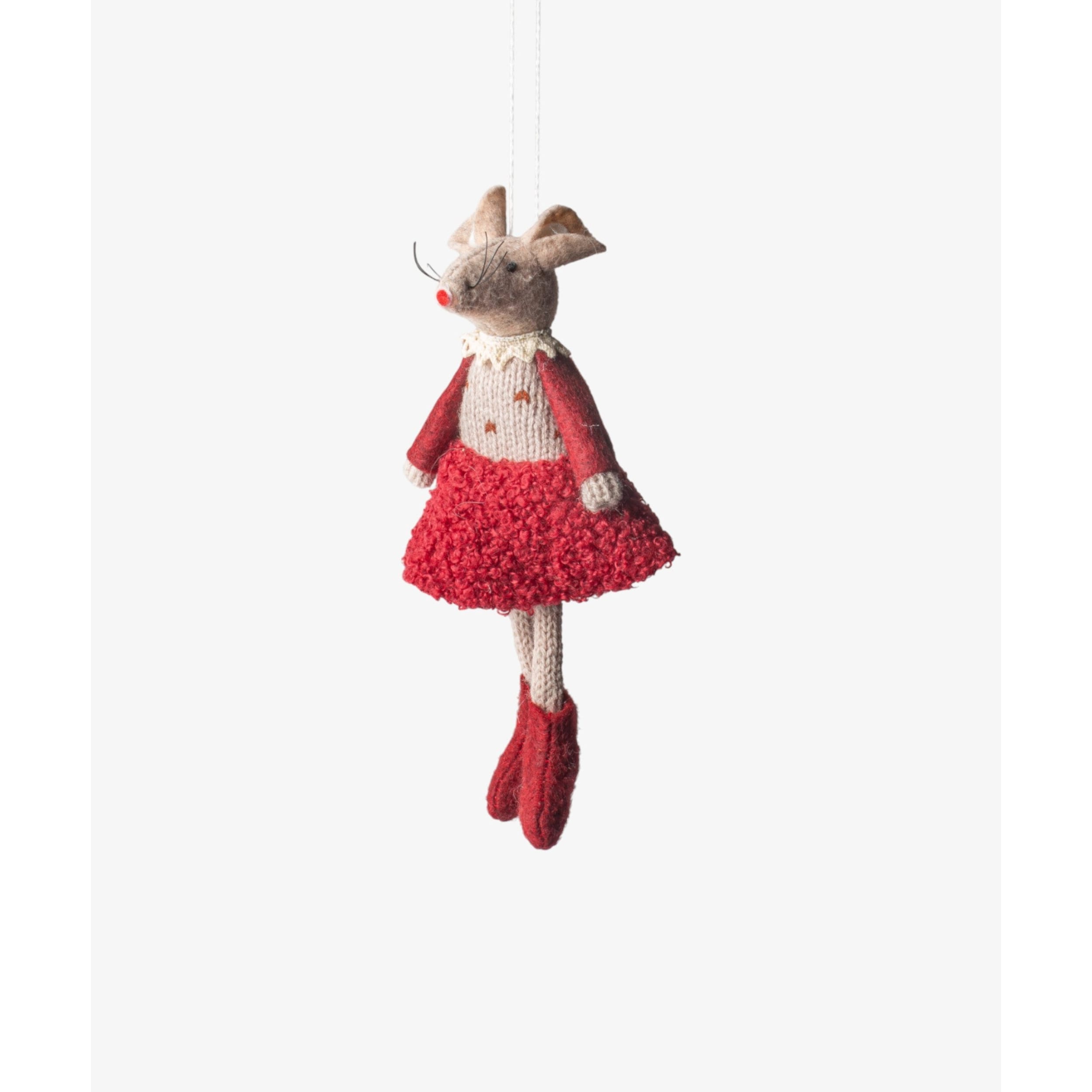 French Country Collections Edna Mouse Hanging Decoration Red
