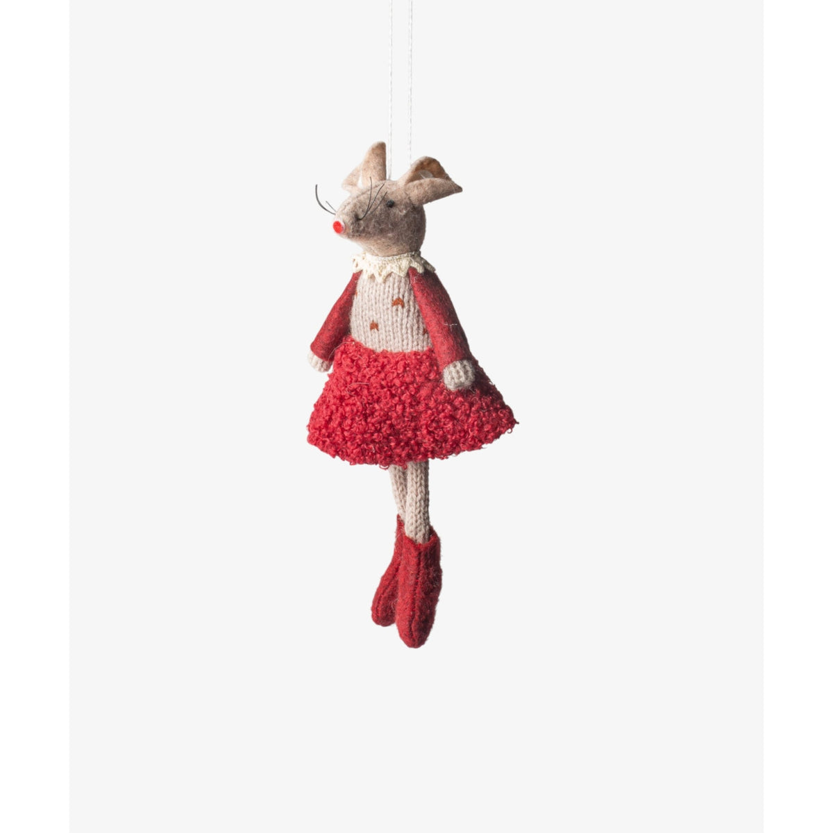 French Country Collections Edna Mouse Hanging Decoration Red