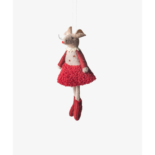 French Country Collections Edna Mouse Hanging Decoration Red