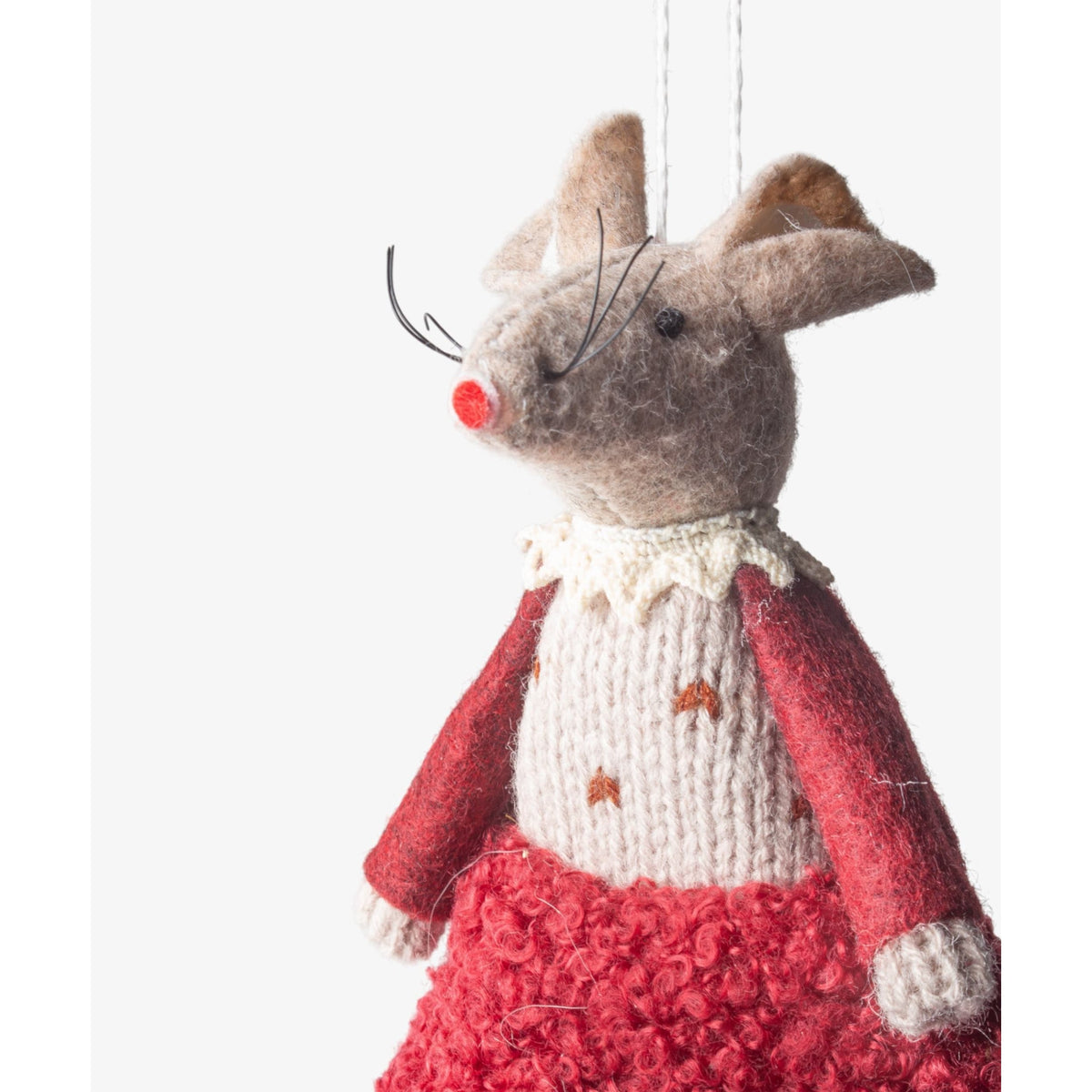 French Country Collections Edna Mouse Hanging Decoration Red