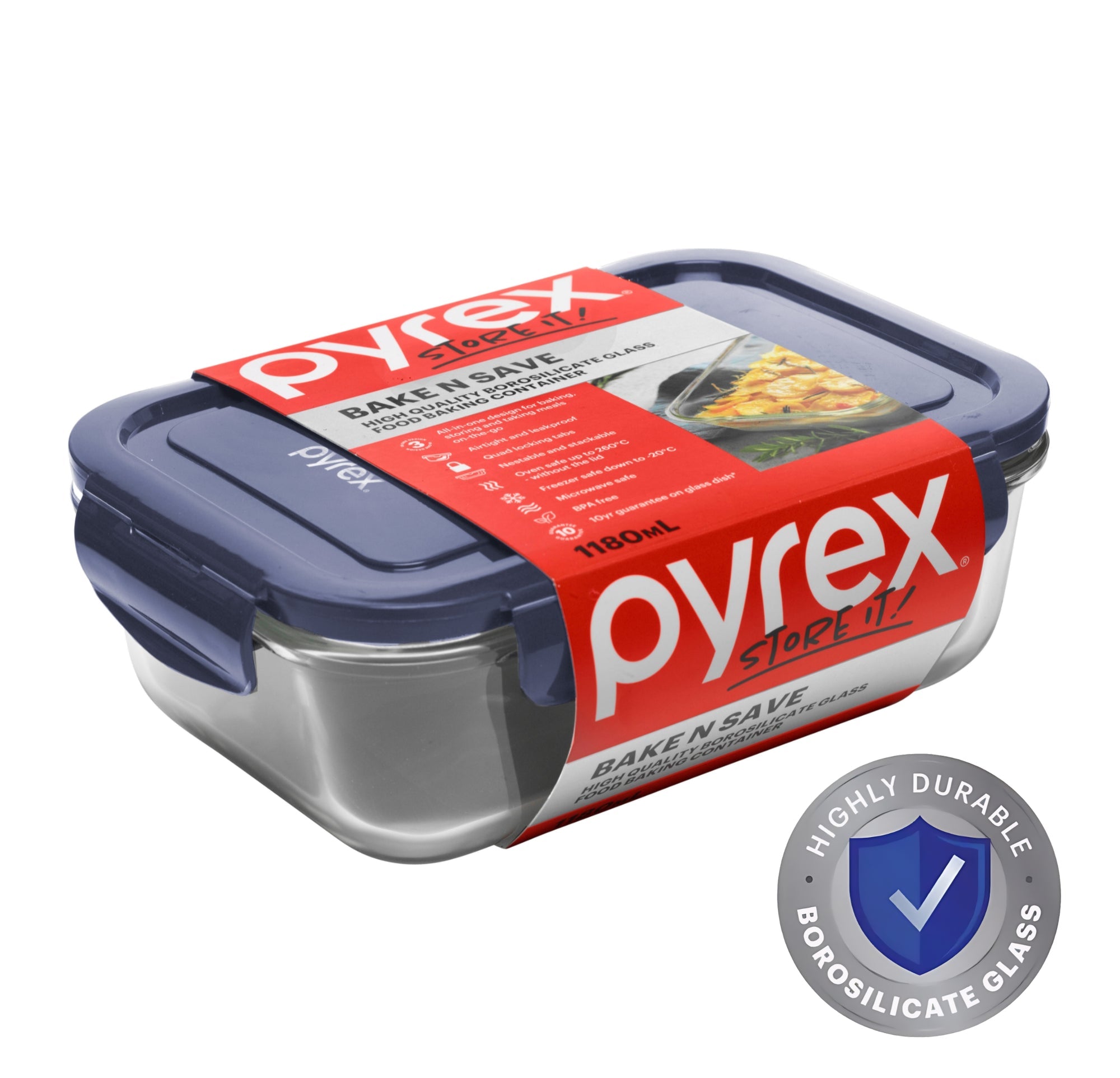 Pyrex Bake N Save Glass Container (1.18L)