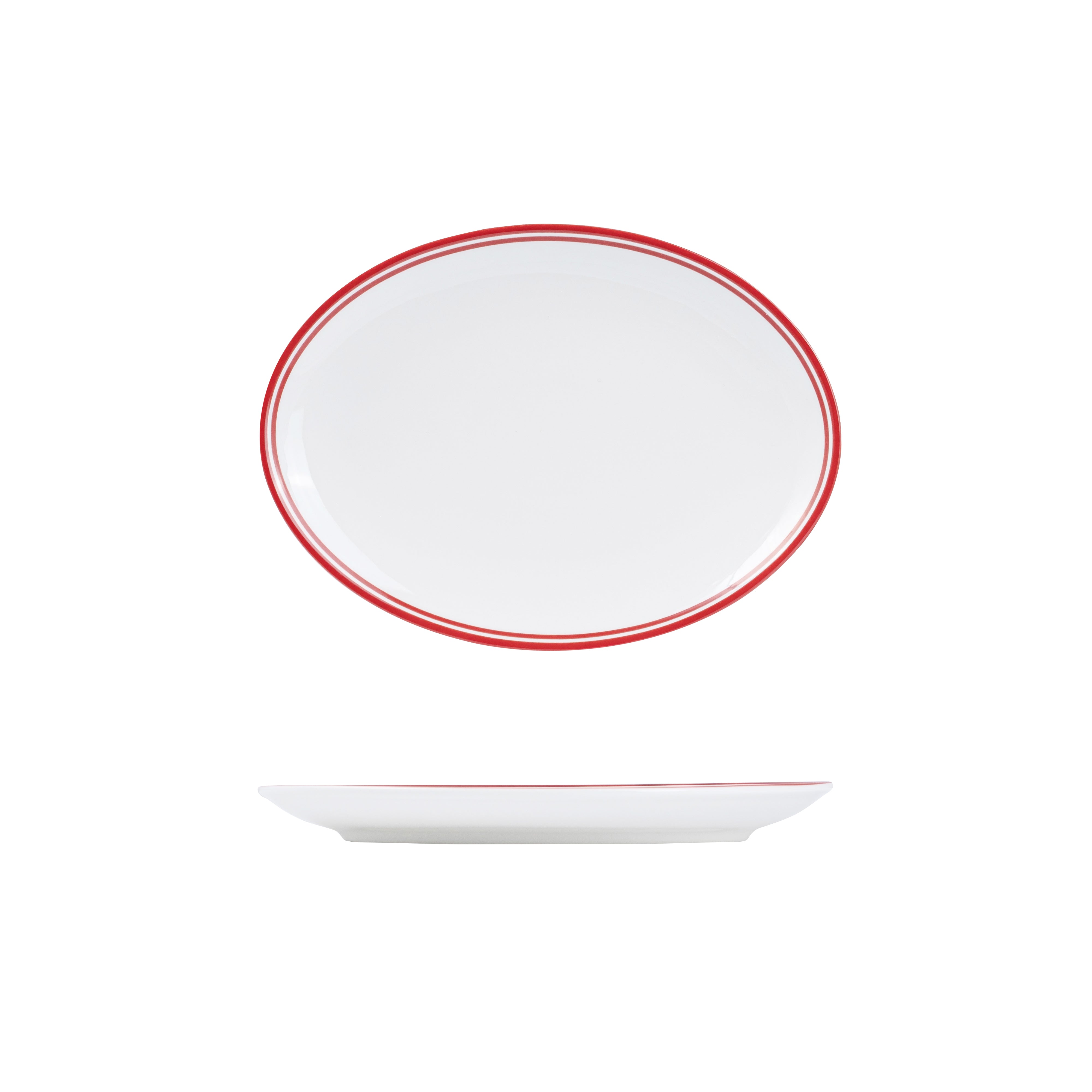 RAK Nano Cru Red Oval Coupe Bowl (260x190mm - Red Double Line)