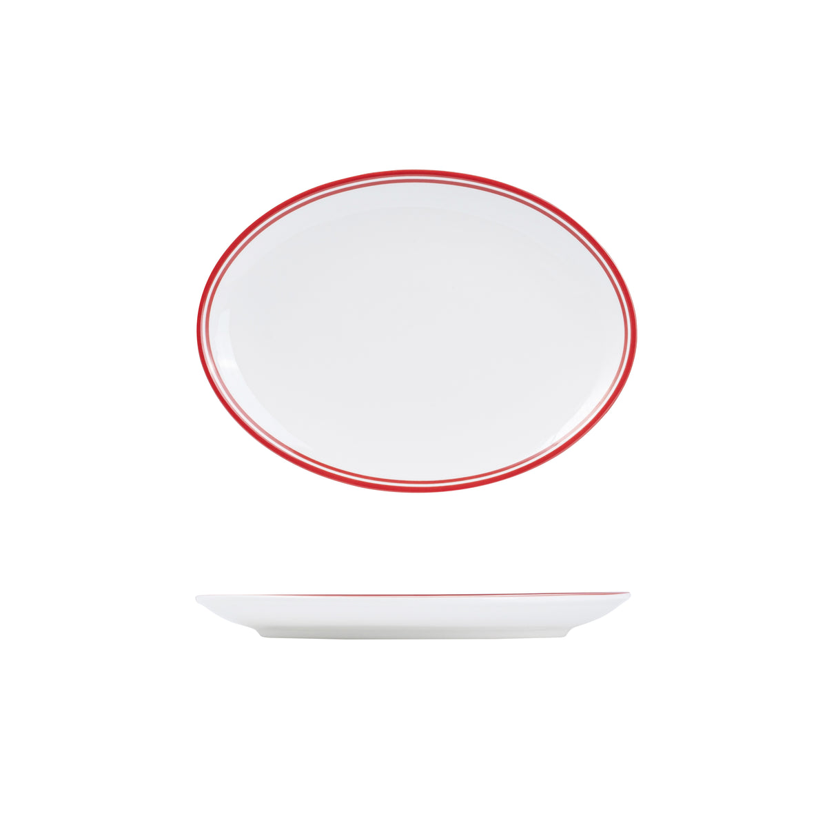 RAK Nano Cru Red Oval Coupe Bowl (260x190mm - Red Double Line)
