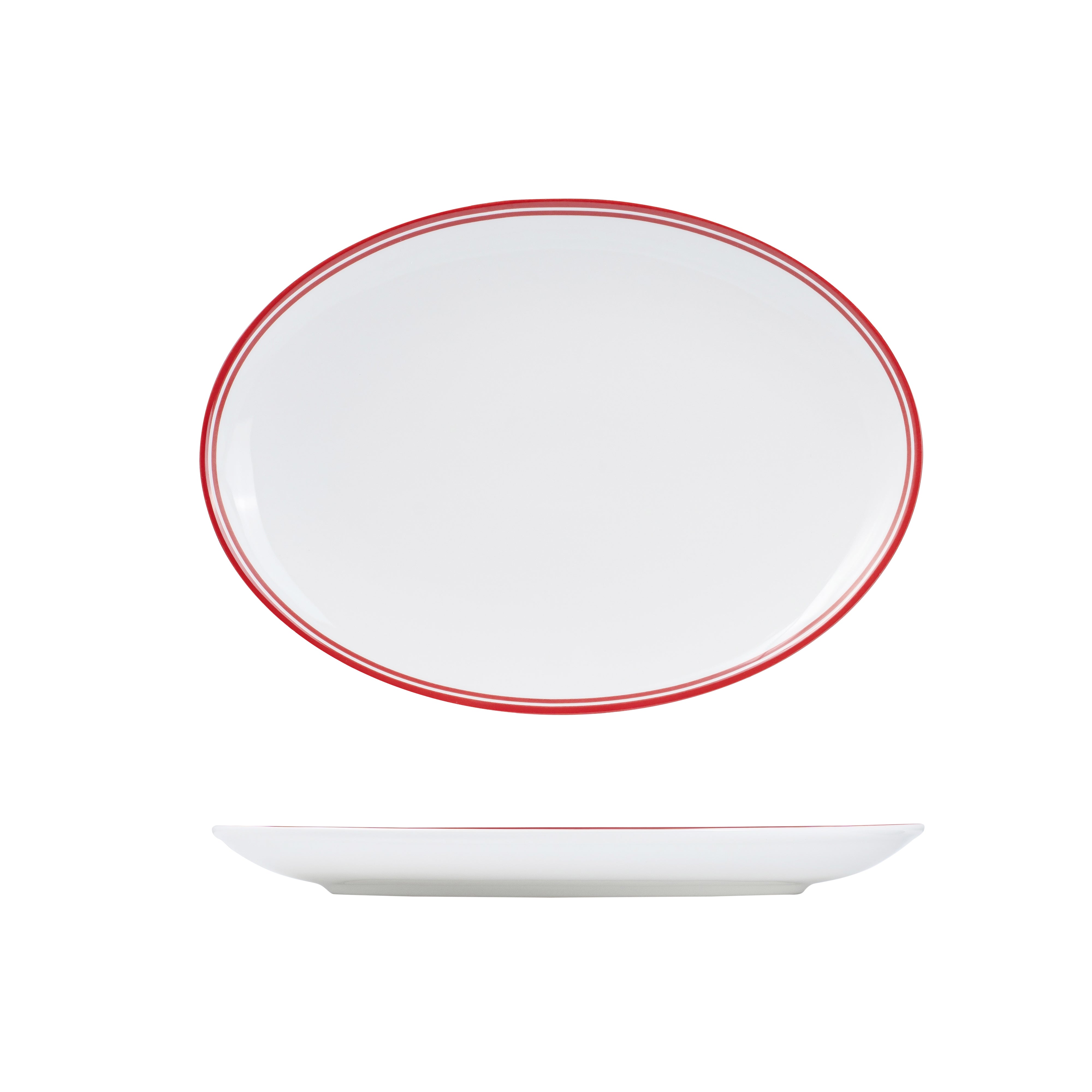RAK Nano Cru Red Oval Coupe Bowl (320x230mm - Red Double Line)