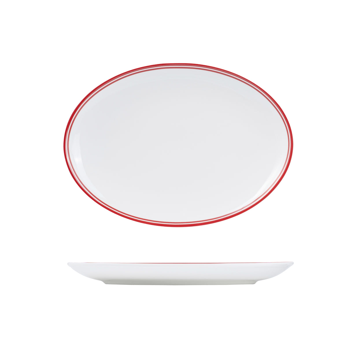RAK Nano Cru Red Oval Coupe Bowl (320x230mm - Red Double Line)