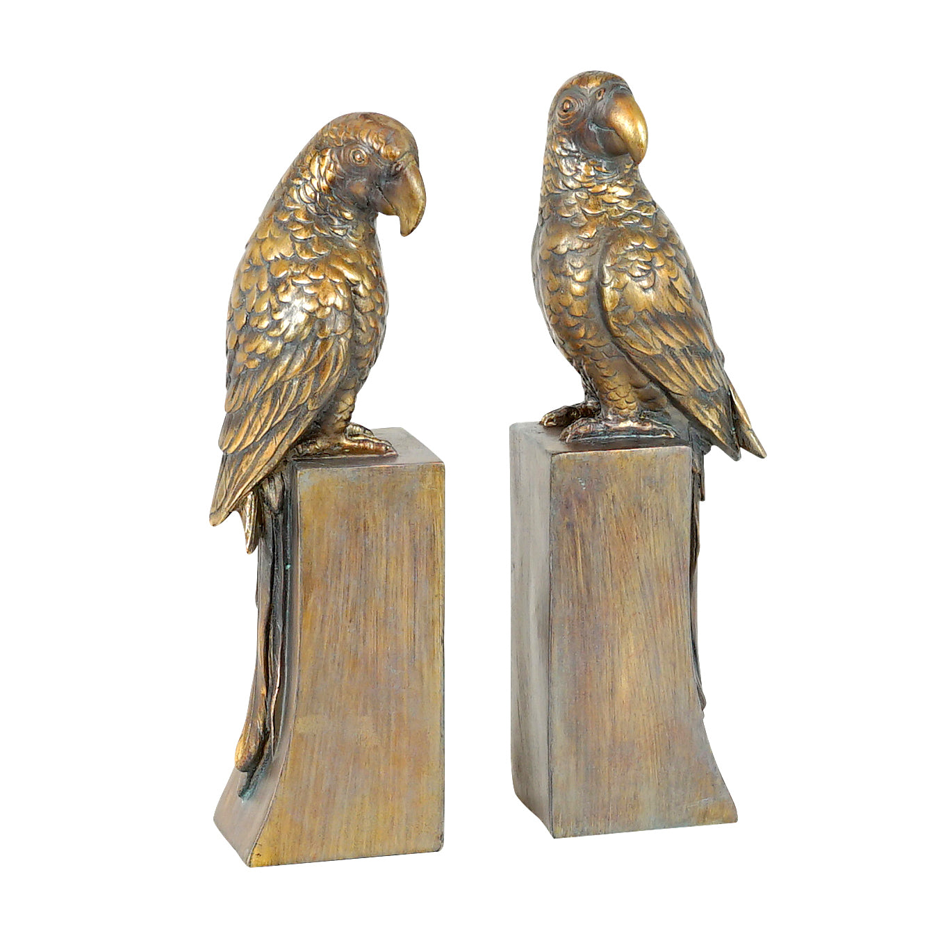 Pure Homewares Resin Bronze Parrot Bookends 2 Piece