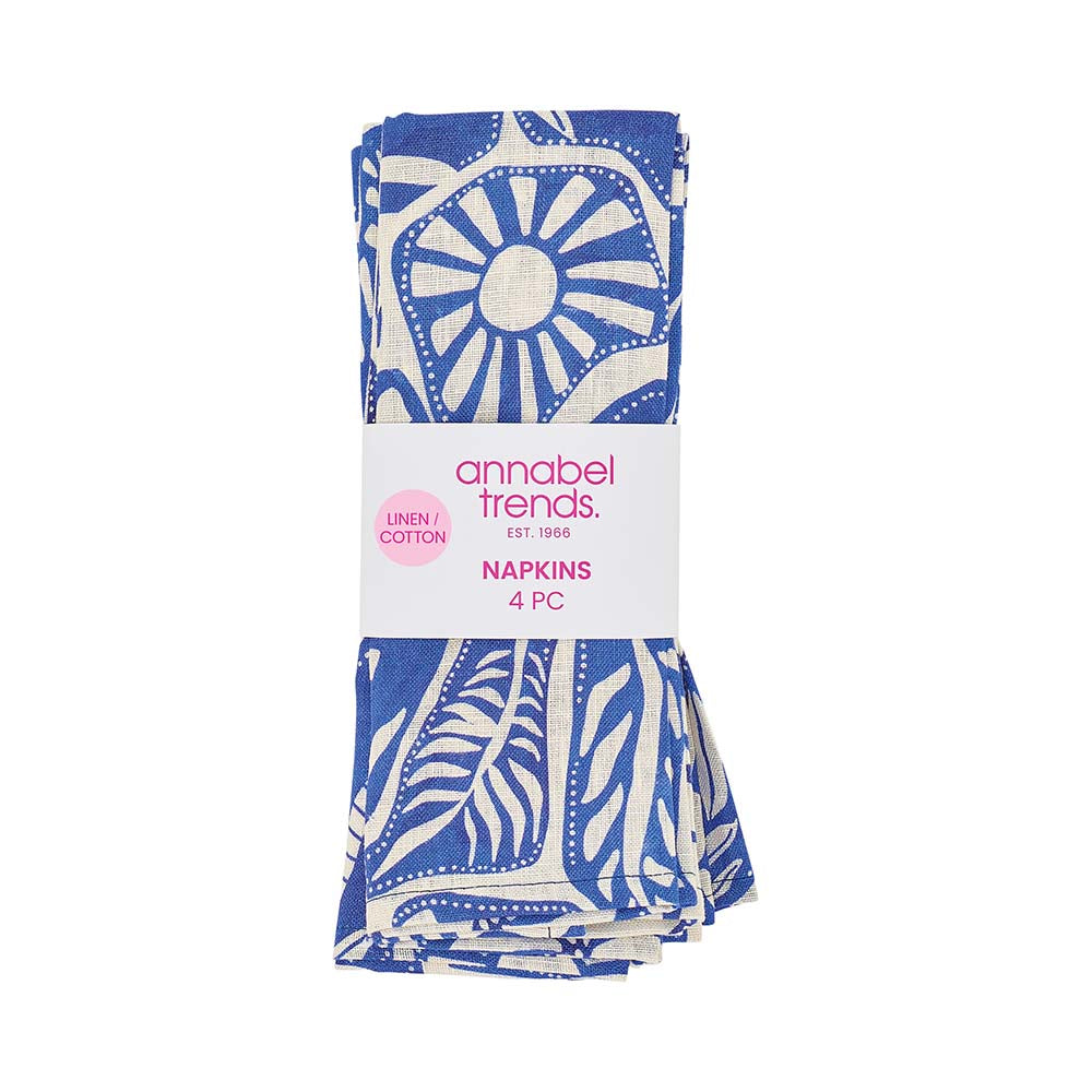 Annabel Trends Linen Cotton Napkin Set Blue Oasis