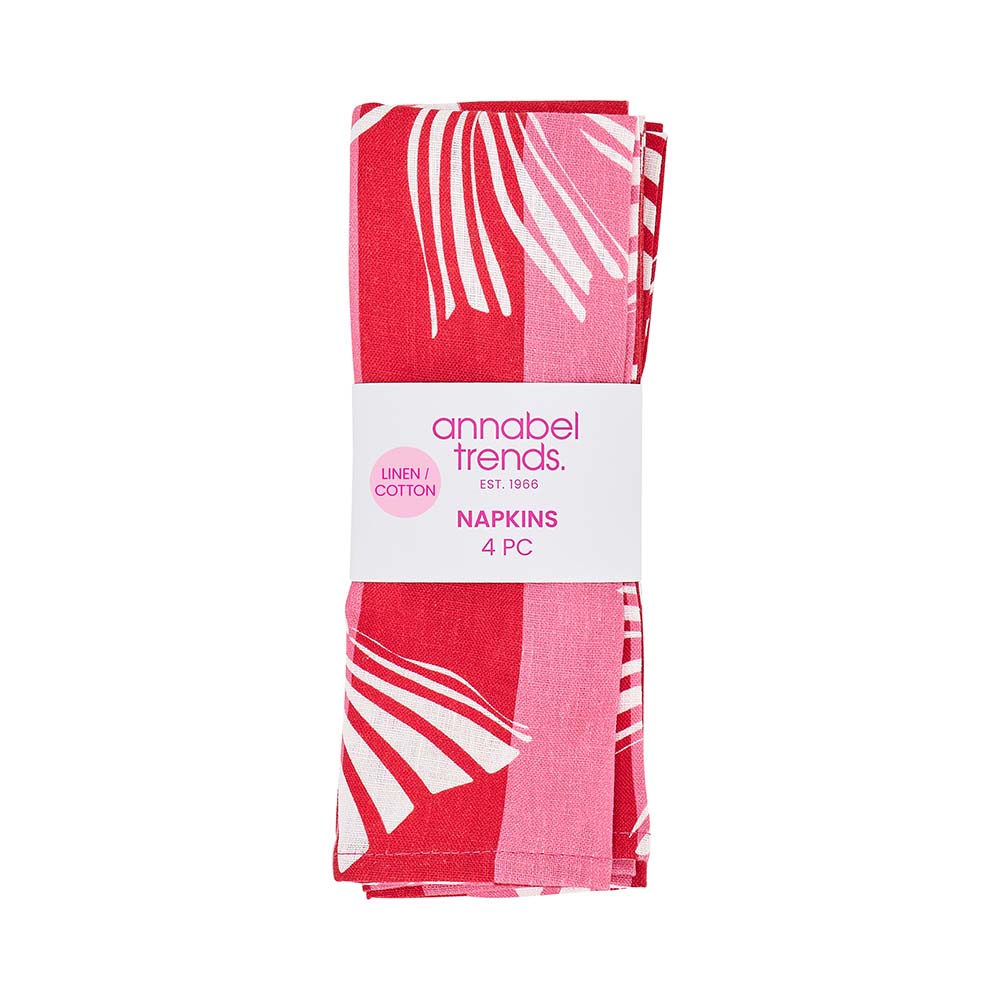 Annabel Trends Linen Cotton Napkin Set Red Pink Bow