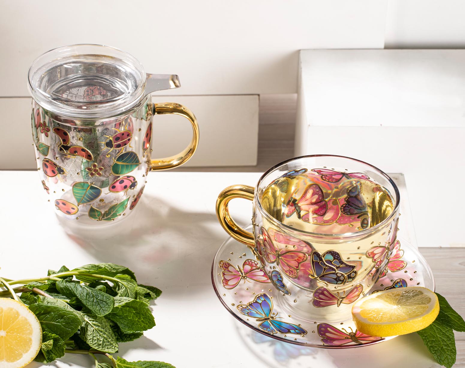 Ashdene Natures Keepers Ladybug Double Walled Glass 3pc Infuser