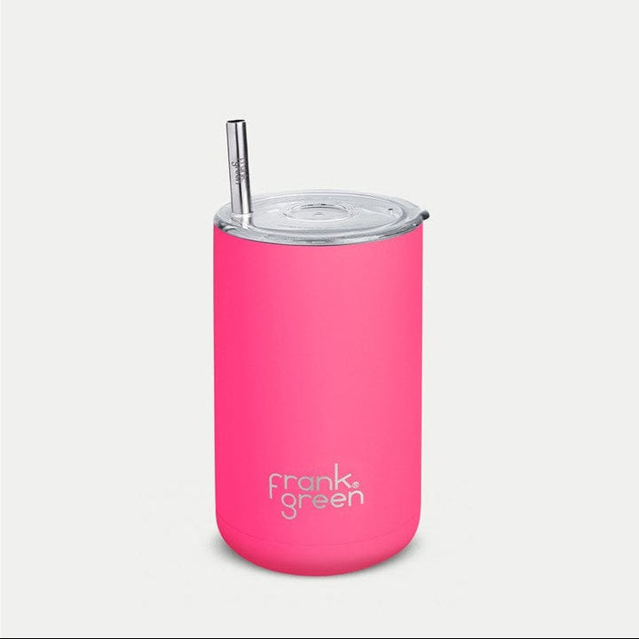 frank green Iced Coffee Cup with Straw - Neon Pink