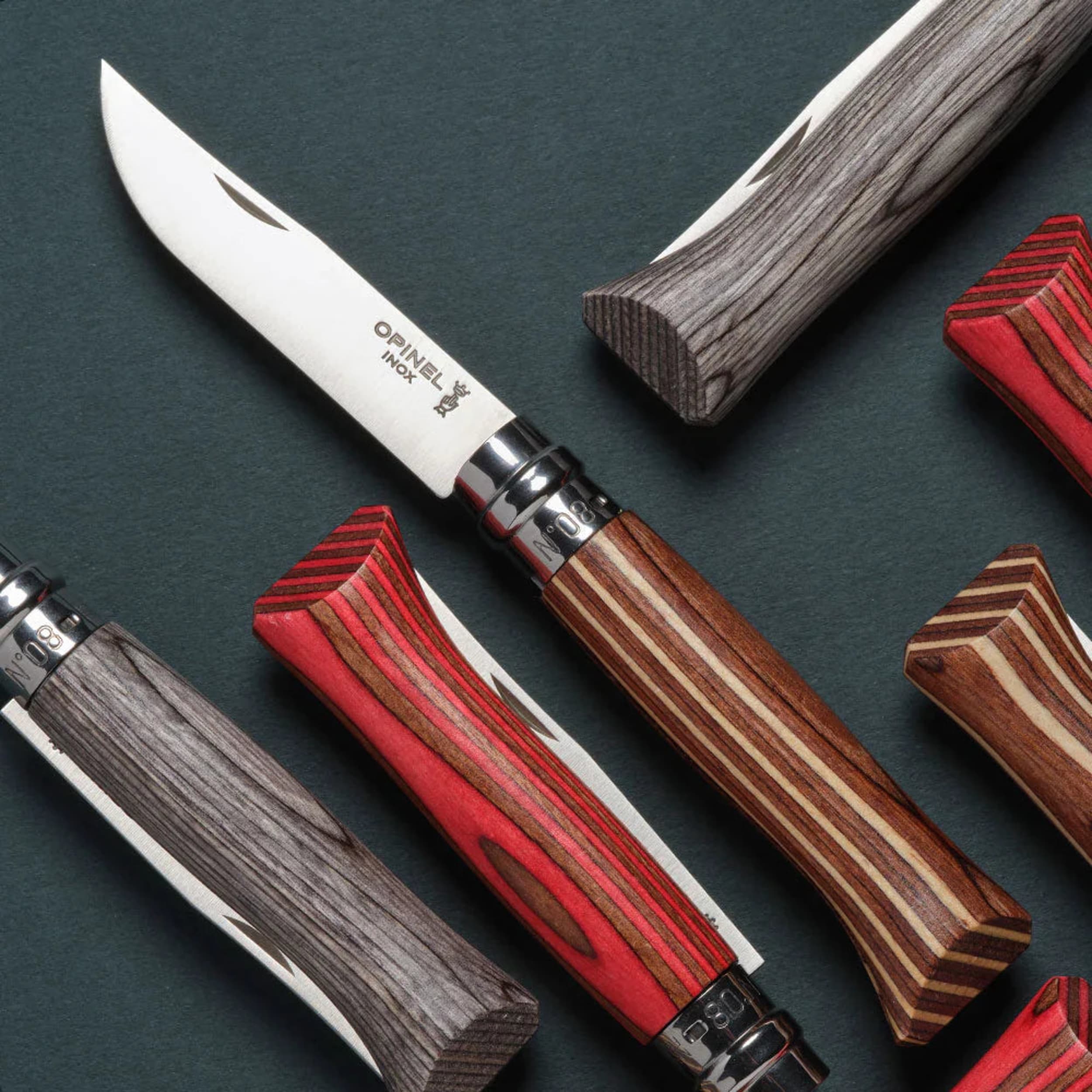 Opinel No.08 Laminated Birch Folding Knife Grey
