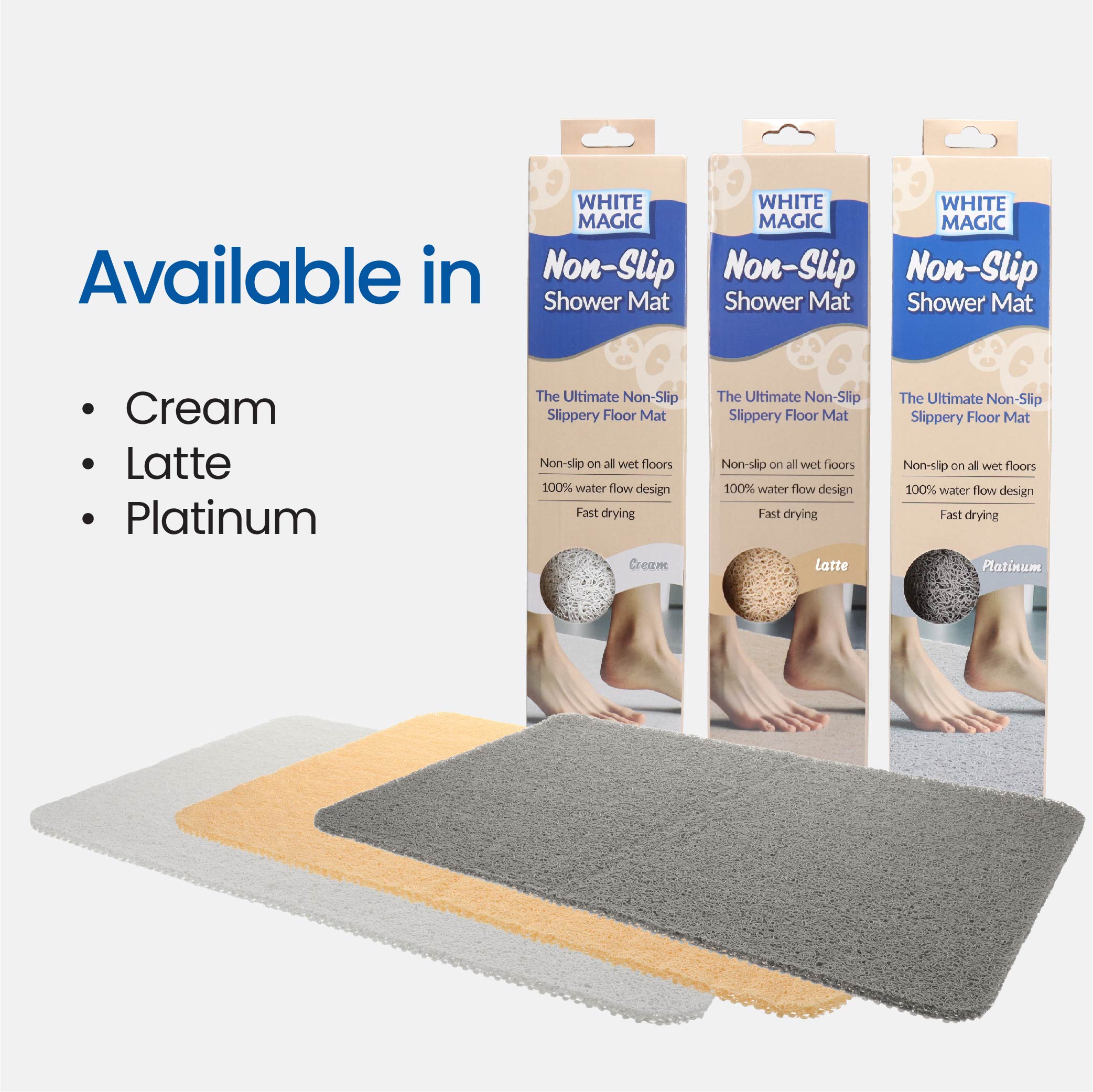 White Magic Non-Slip Shower Mat