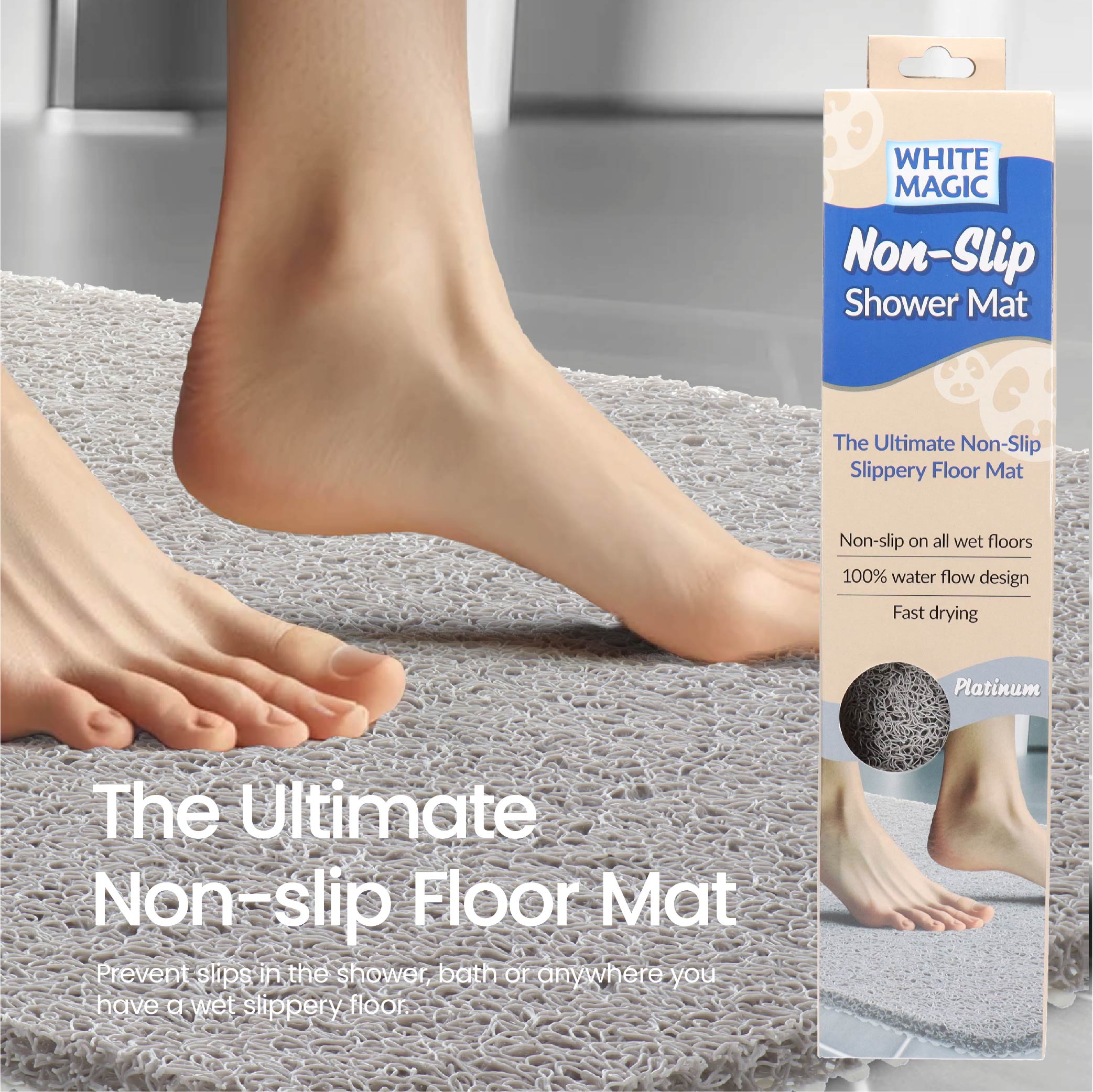 White Magic Non-Slip Shower Mat