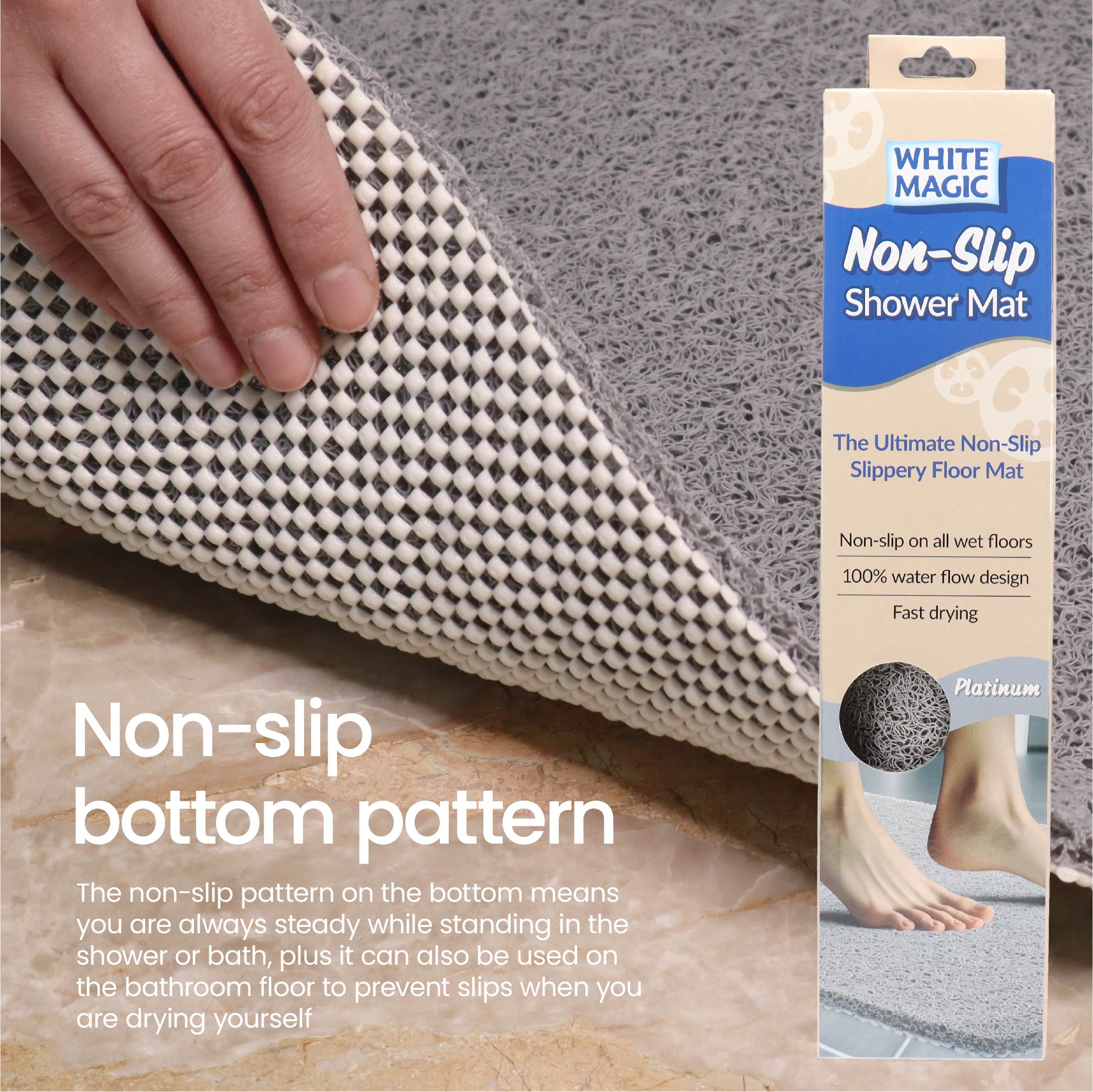 White Magic Non-Slip Shower Mat