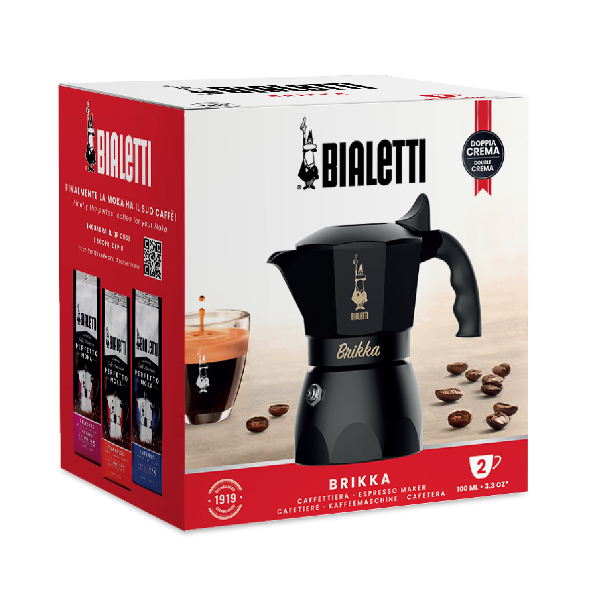 Bialetti Brikka Matte Black 2 Cup (100ml) Stovetop Coffee Maker