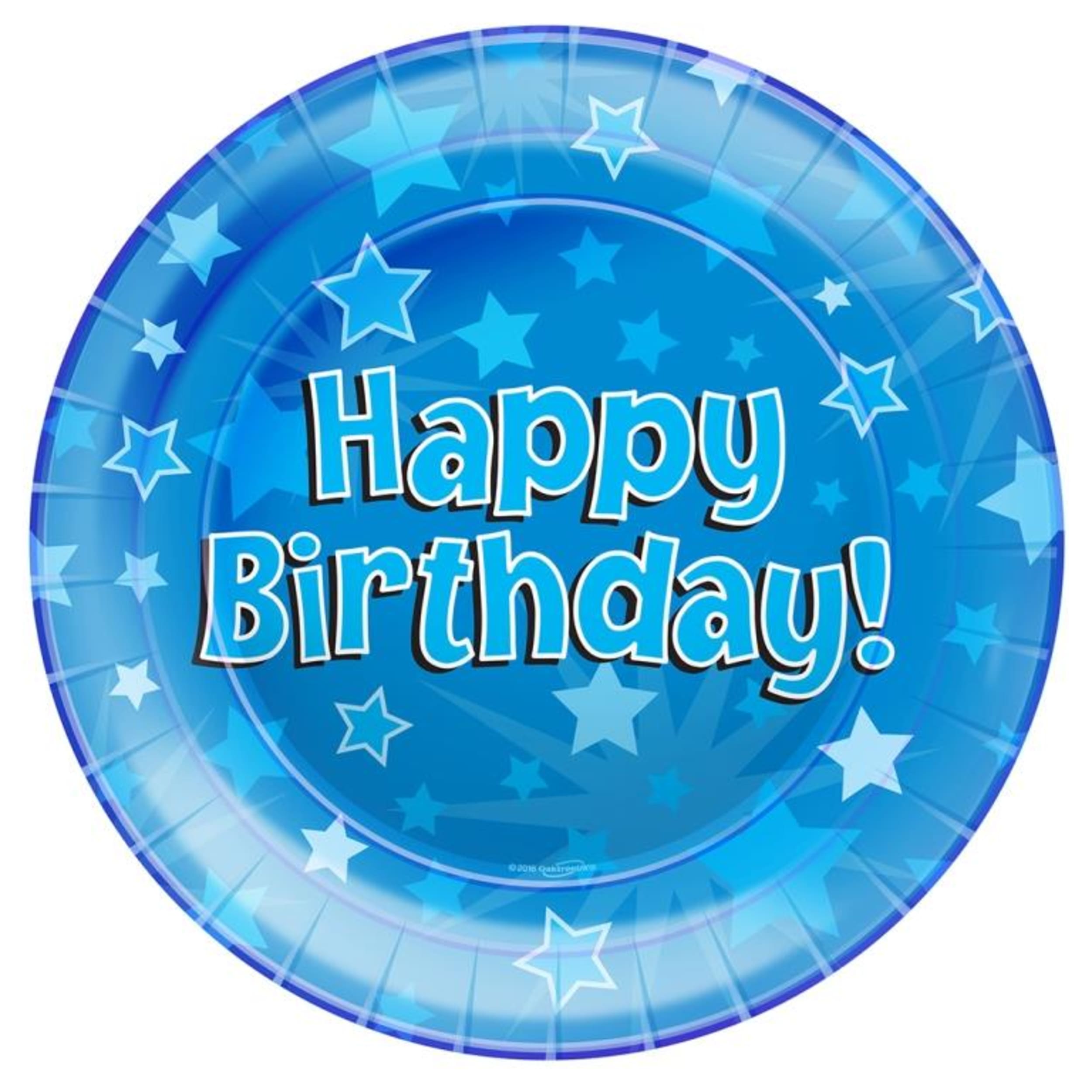 Oaktree Plates 23cm Happy Birthday Blue (8 Pack)