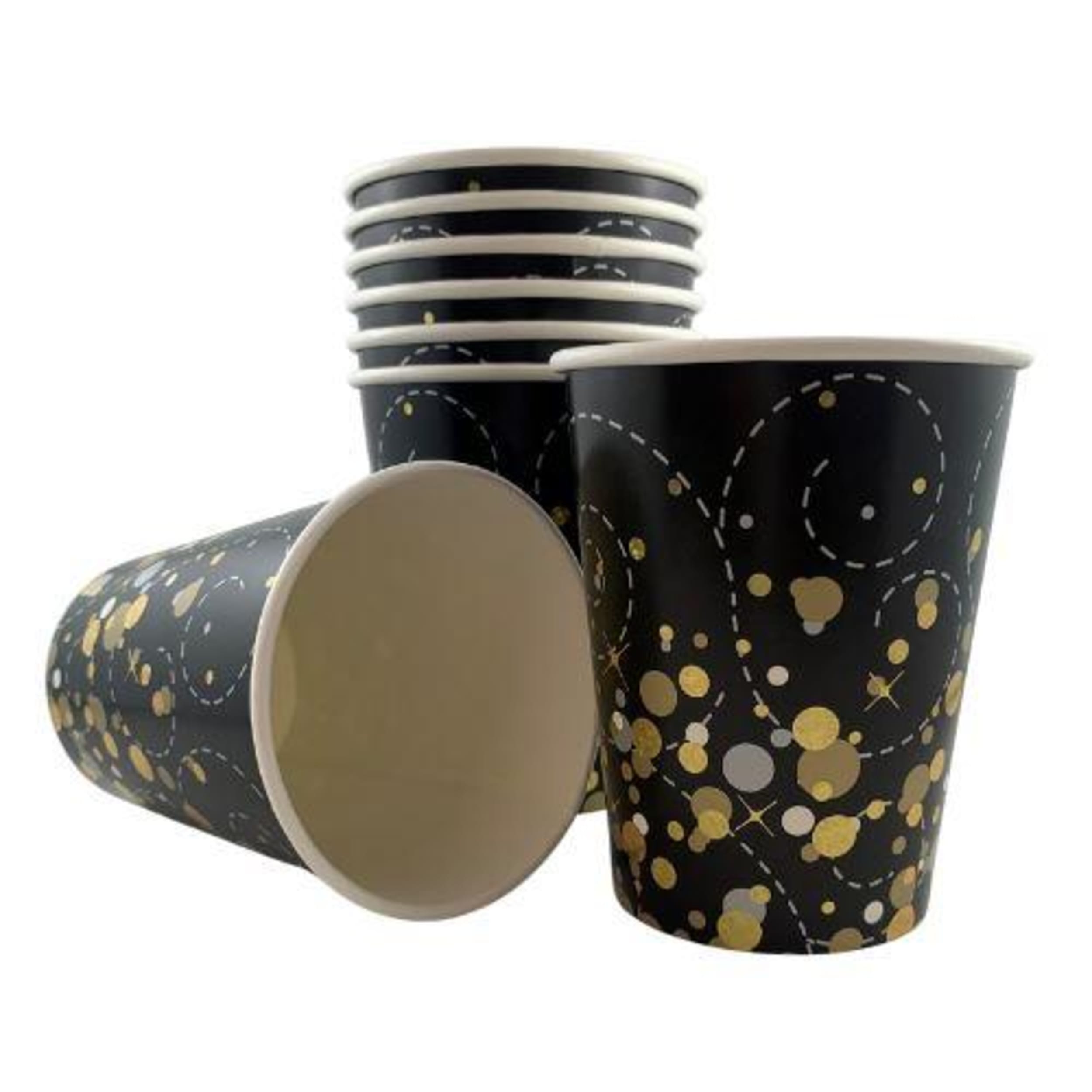 Oaktree Cups Sparkling Fizz Black Gold 9oz (8 Pack)