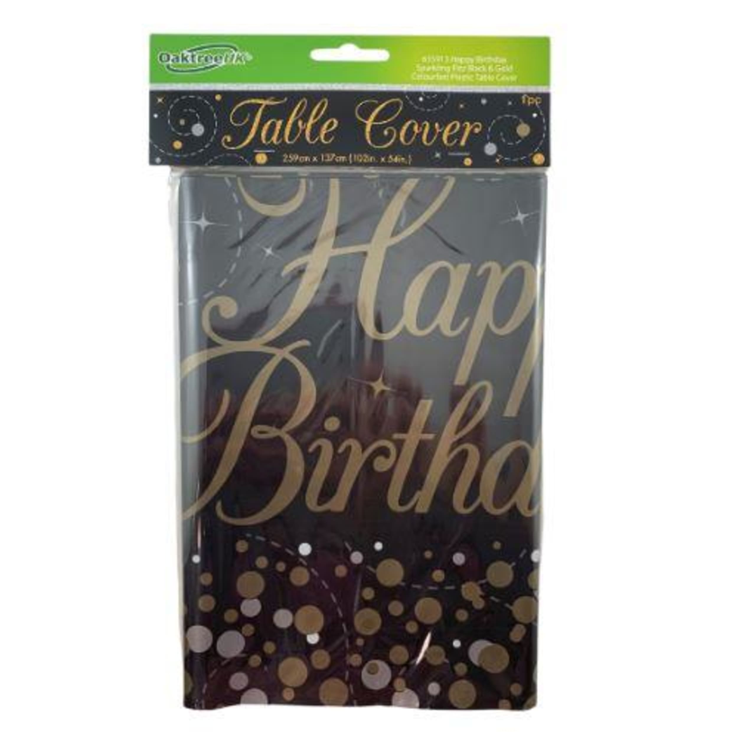 Oaktree T/C Rect Sparkling Fizz Black Gold HBirthday
