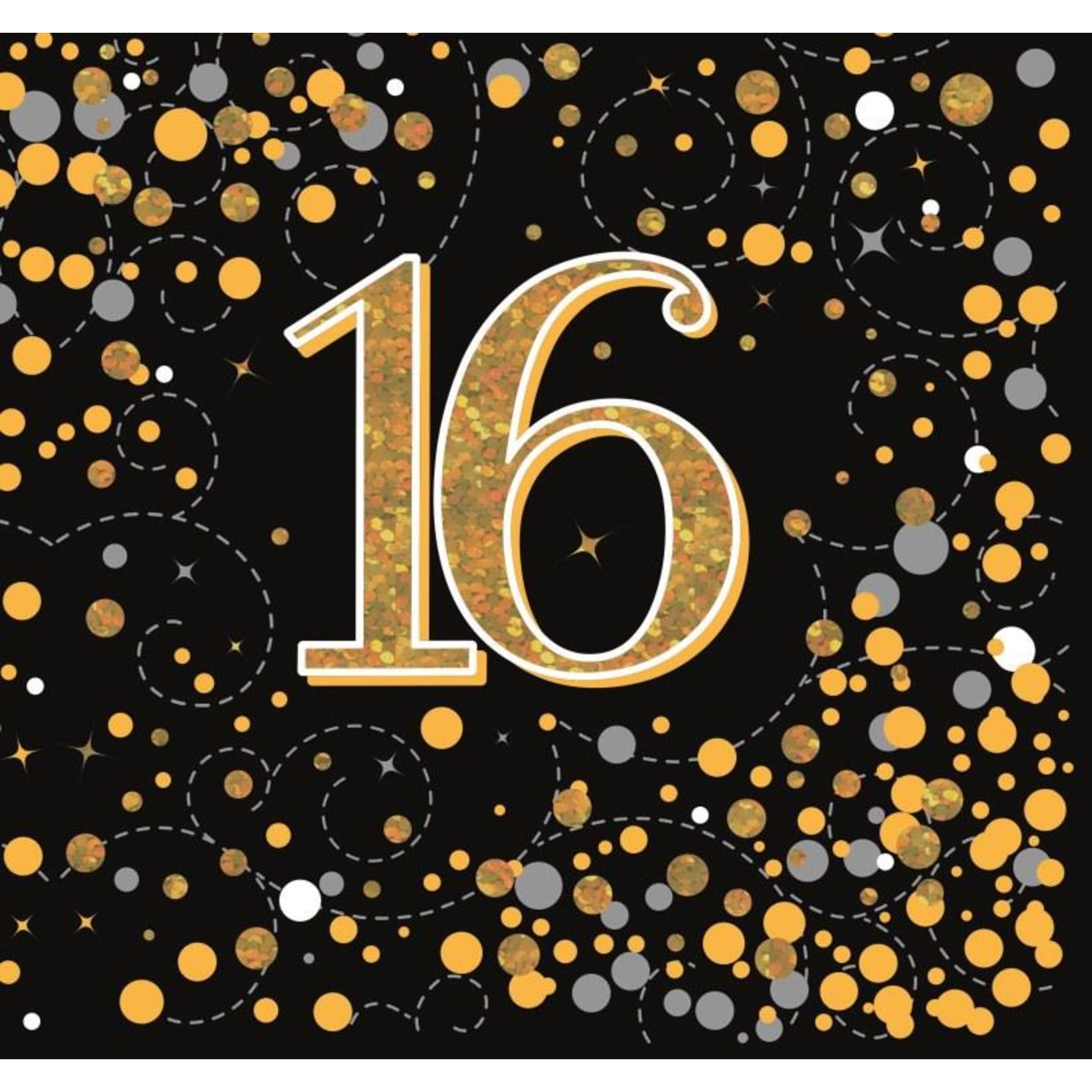 Oaktree Napkin 33cm Sparkling Fizz Black Gold 16 (16 Pack)