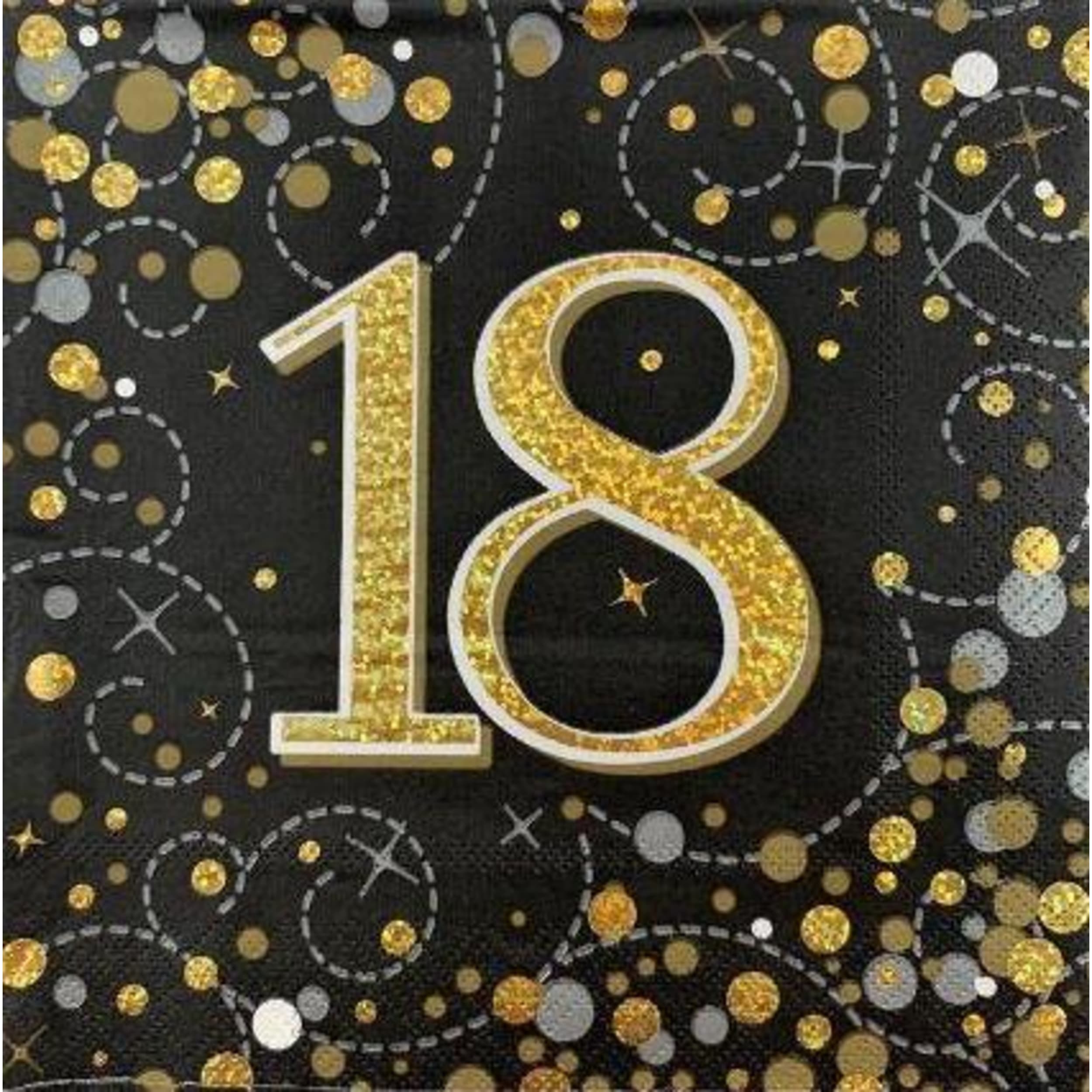 Oaktree Napkin 33cm Sparkling Fizz Black Gold 18 (16 Pack)