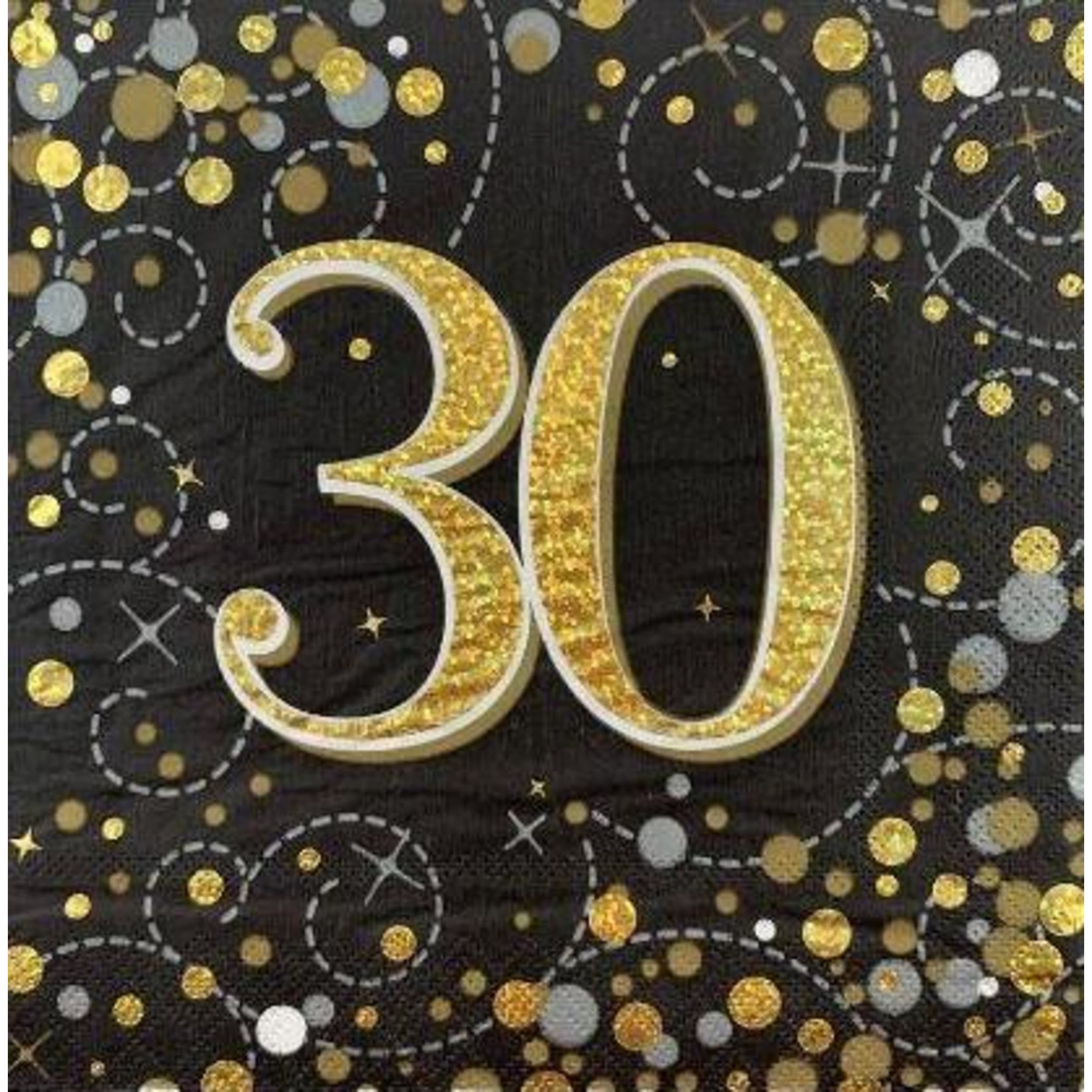 Oaktree Napkin 33cm Sparkling Fizz Black Gold 30 (16 Pack)