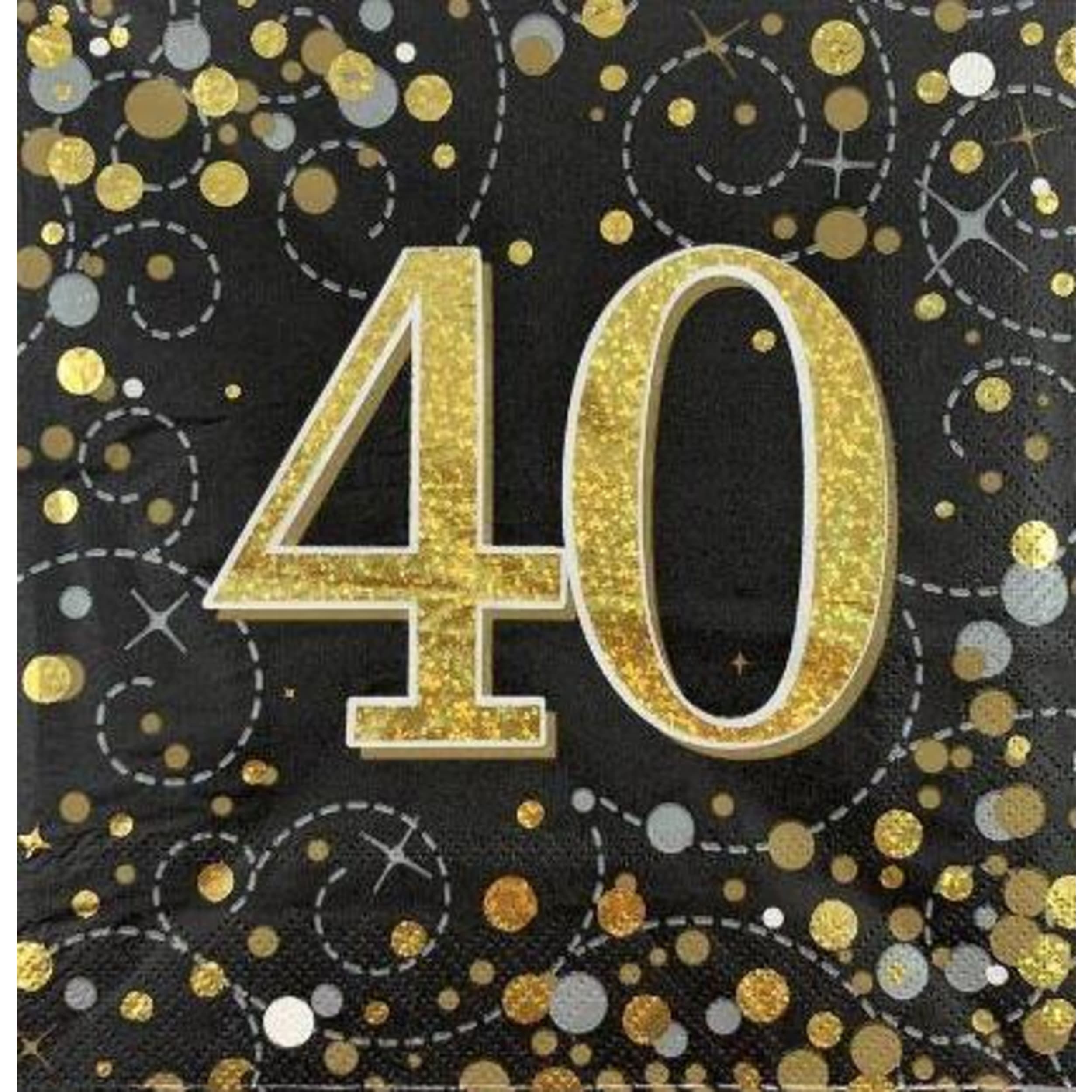 Oaktree Napkin 33cm Sparkling Fizz Black Gold 40 (16 Pack)