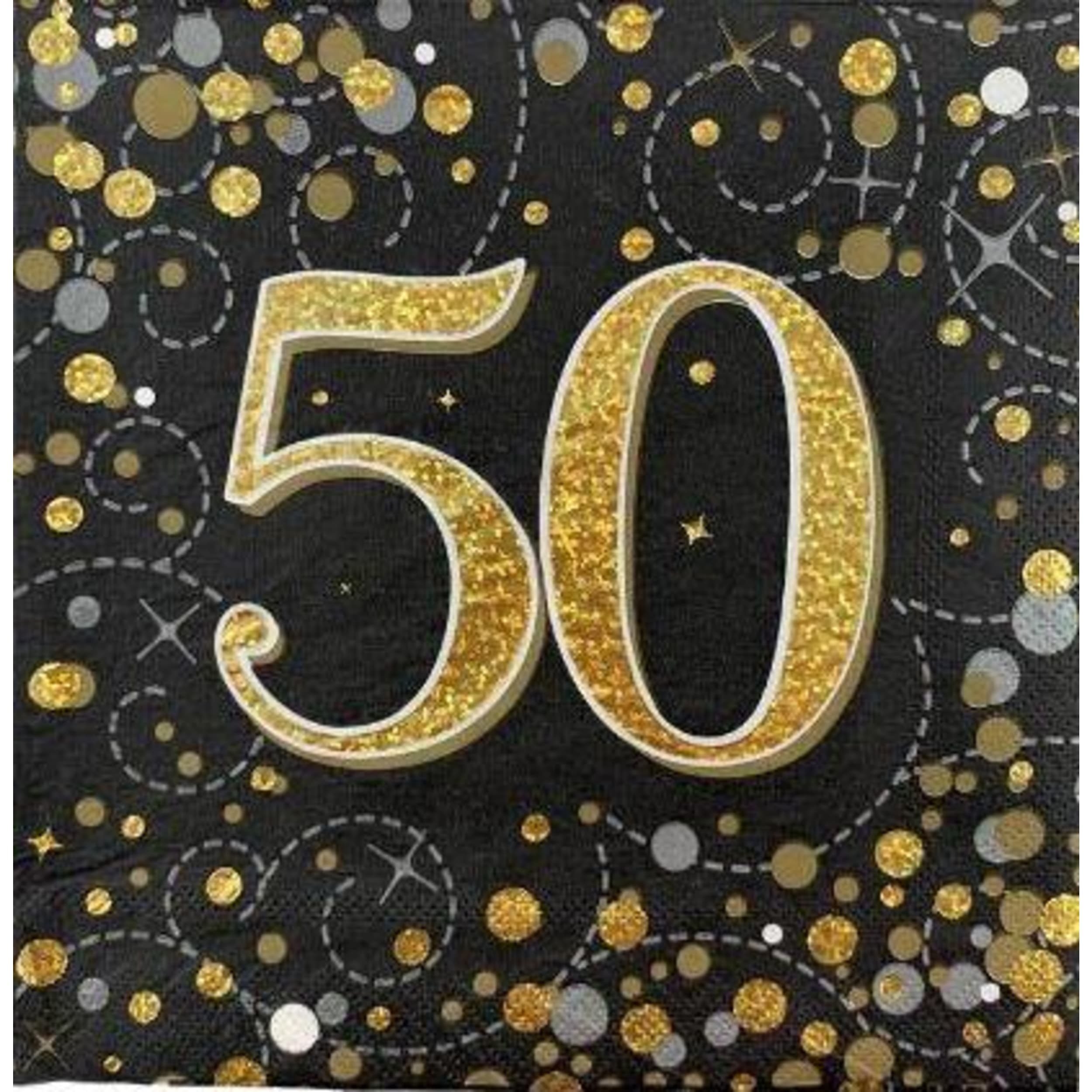 Oaktree Napkin 33cm Sparkling Fizz Black Gold 50 (16 Pack)