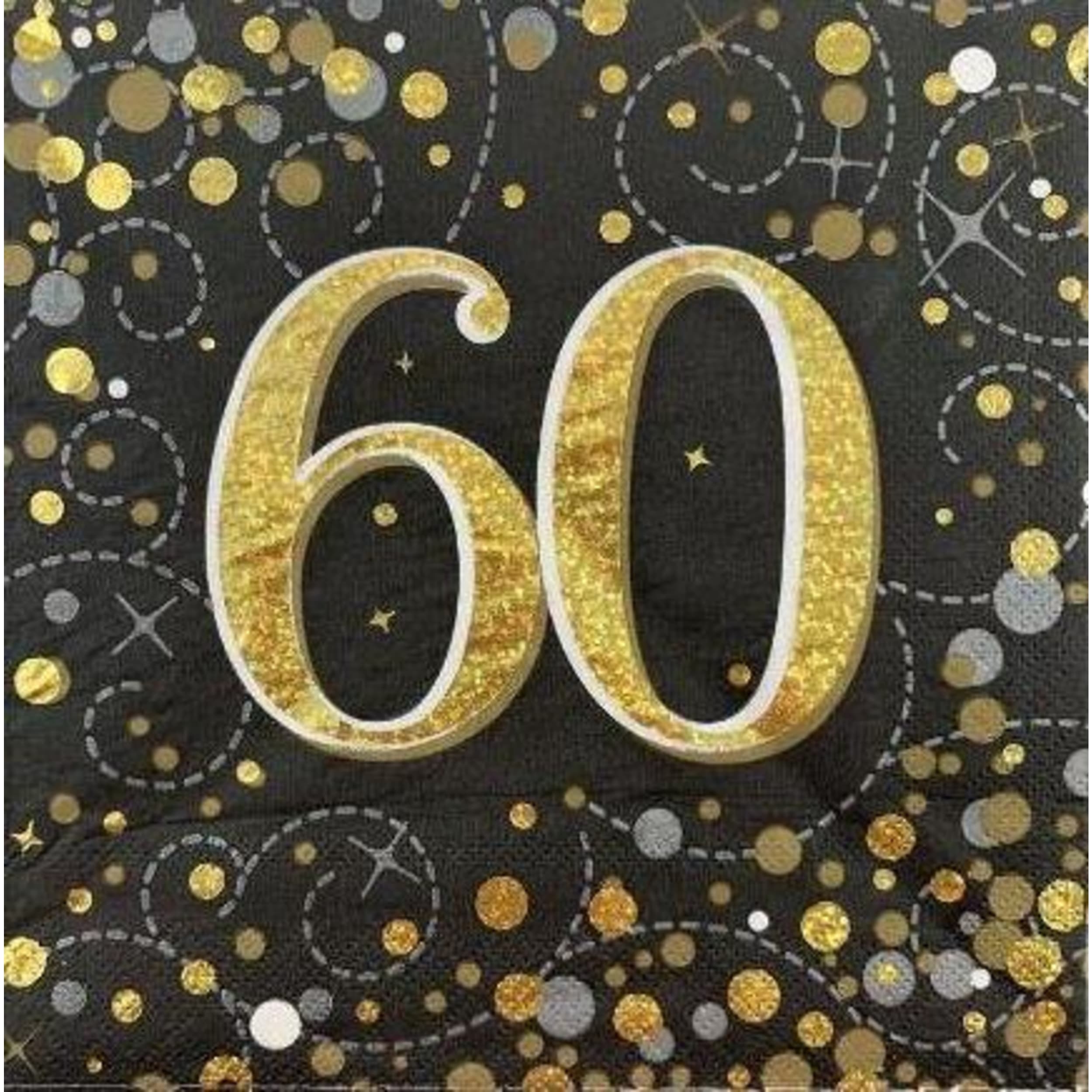 Oaktree Napkin 33cm Sparkling Fizz Black Gold60 (16 Pack)