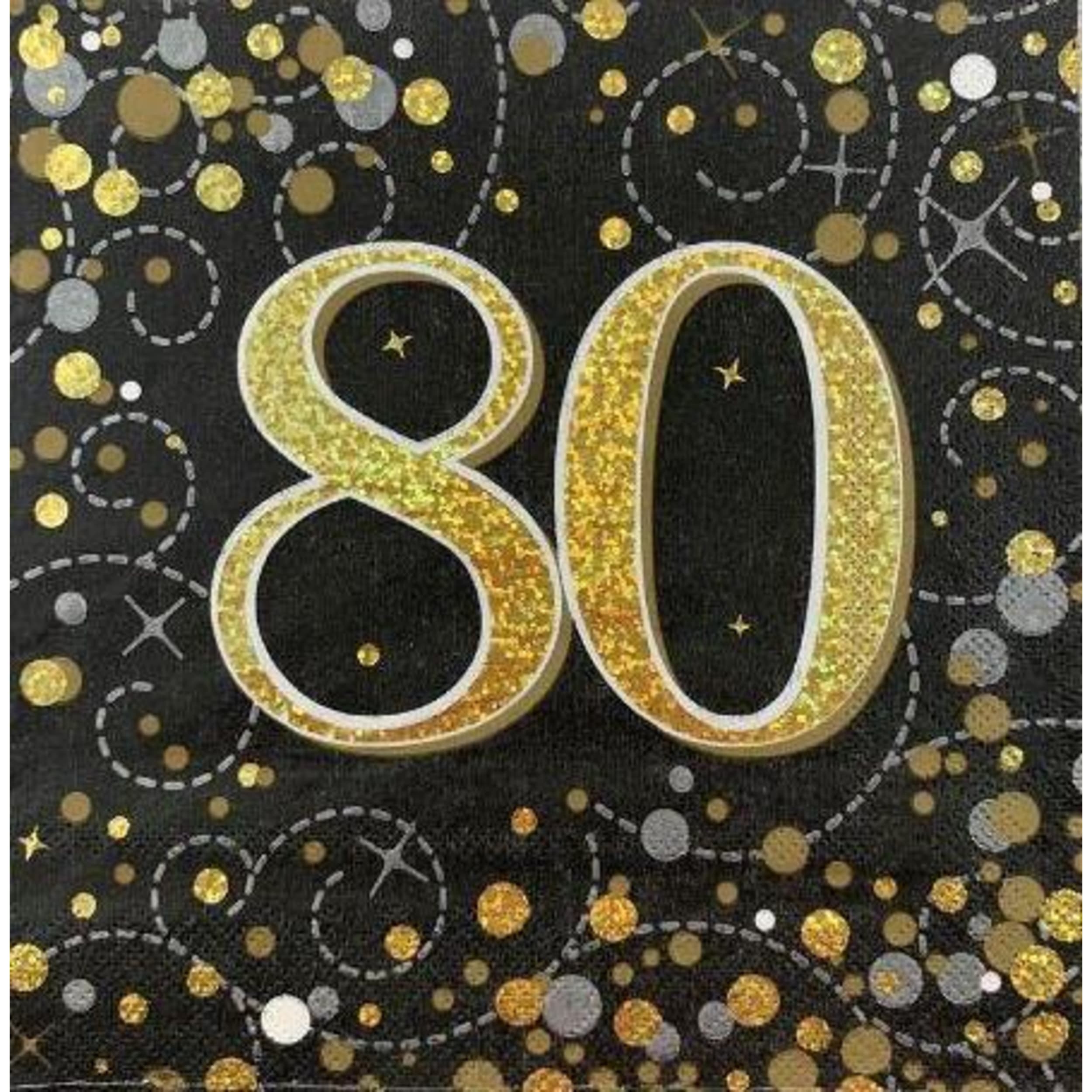 Oaktree Napkin 33cm Sparkling Fizz Black Gold 80 (16 Pack)