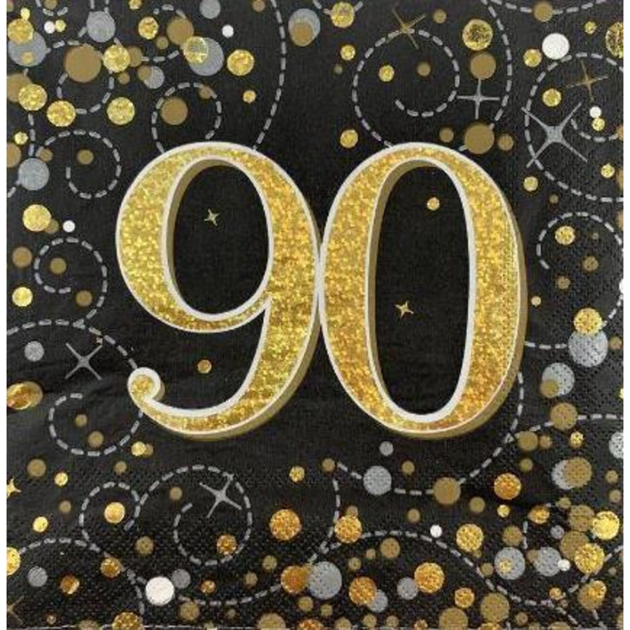 Oaktree Napkin 33cm Sparkling Fizz Black Gold 90 (16 Pack)