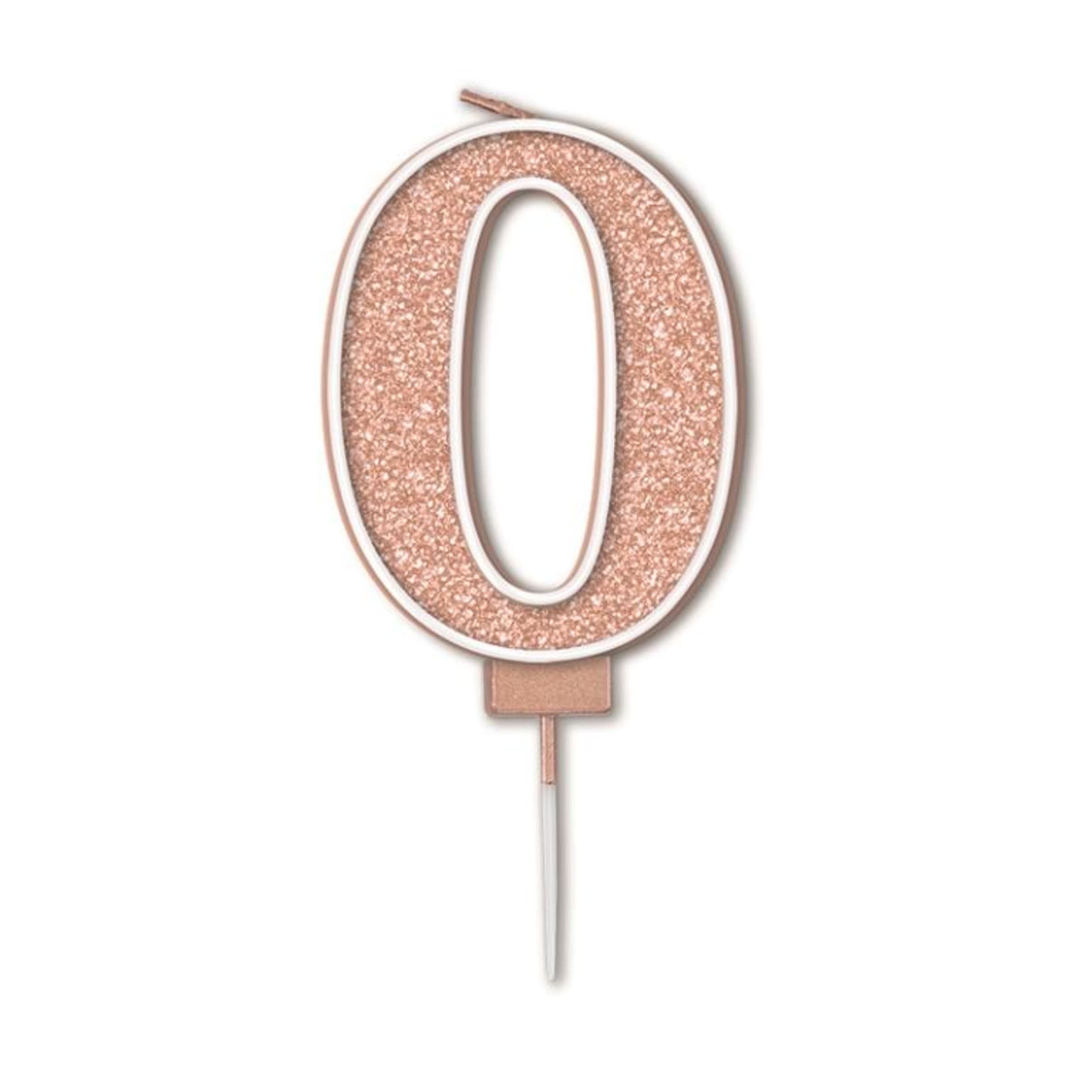 Oaktree Candle 7.5cm Sparkling Fizz Numeral #0 Rose Gold