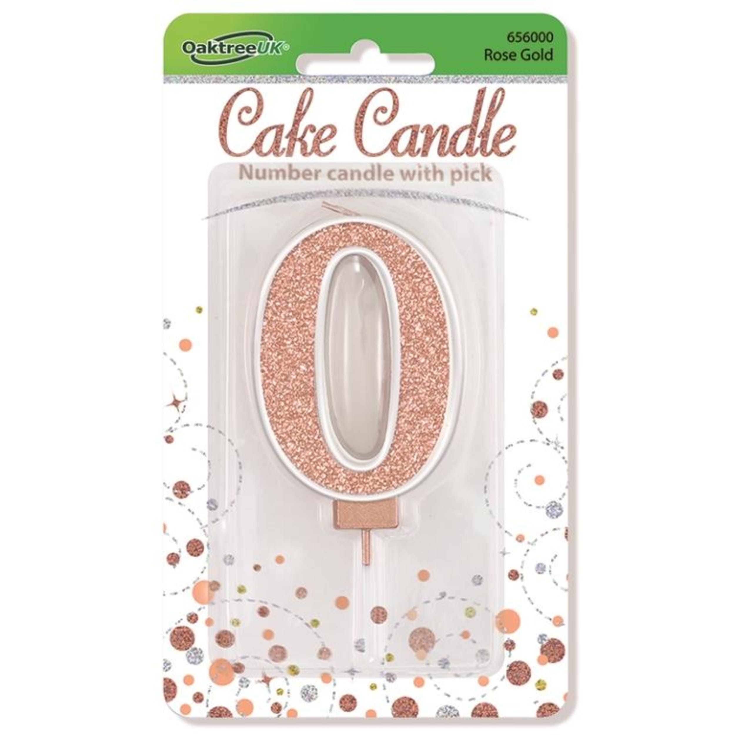 Oaktree Candle 7.5cm Sparkling Fizz Numeral #0 Rose Gold