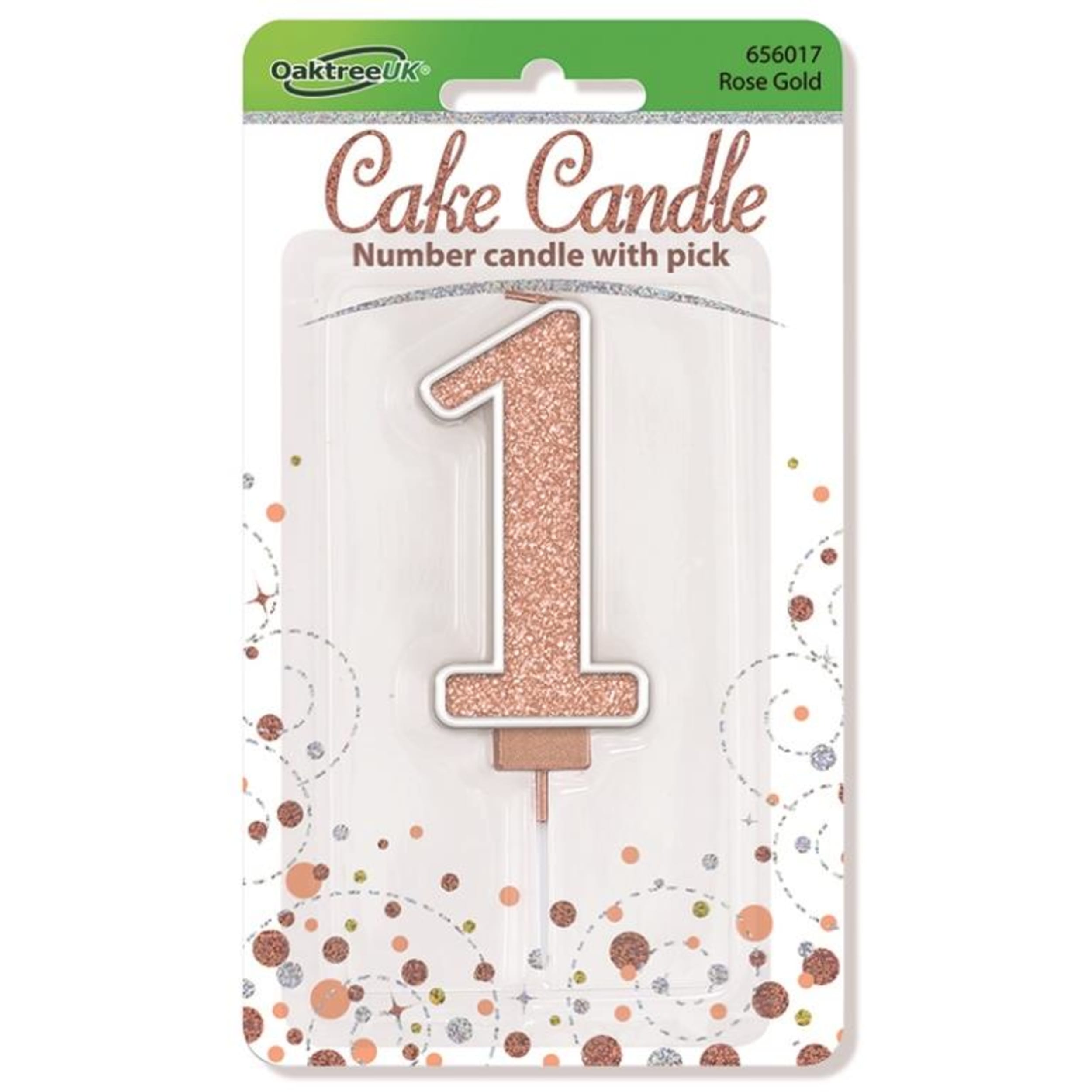 Oaktree Candle 7.5cm Sparkling Fizz Numeral #1 Rose Gold