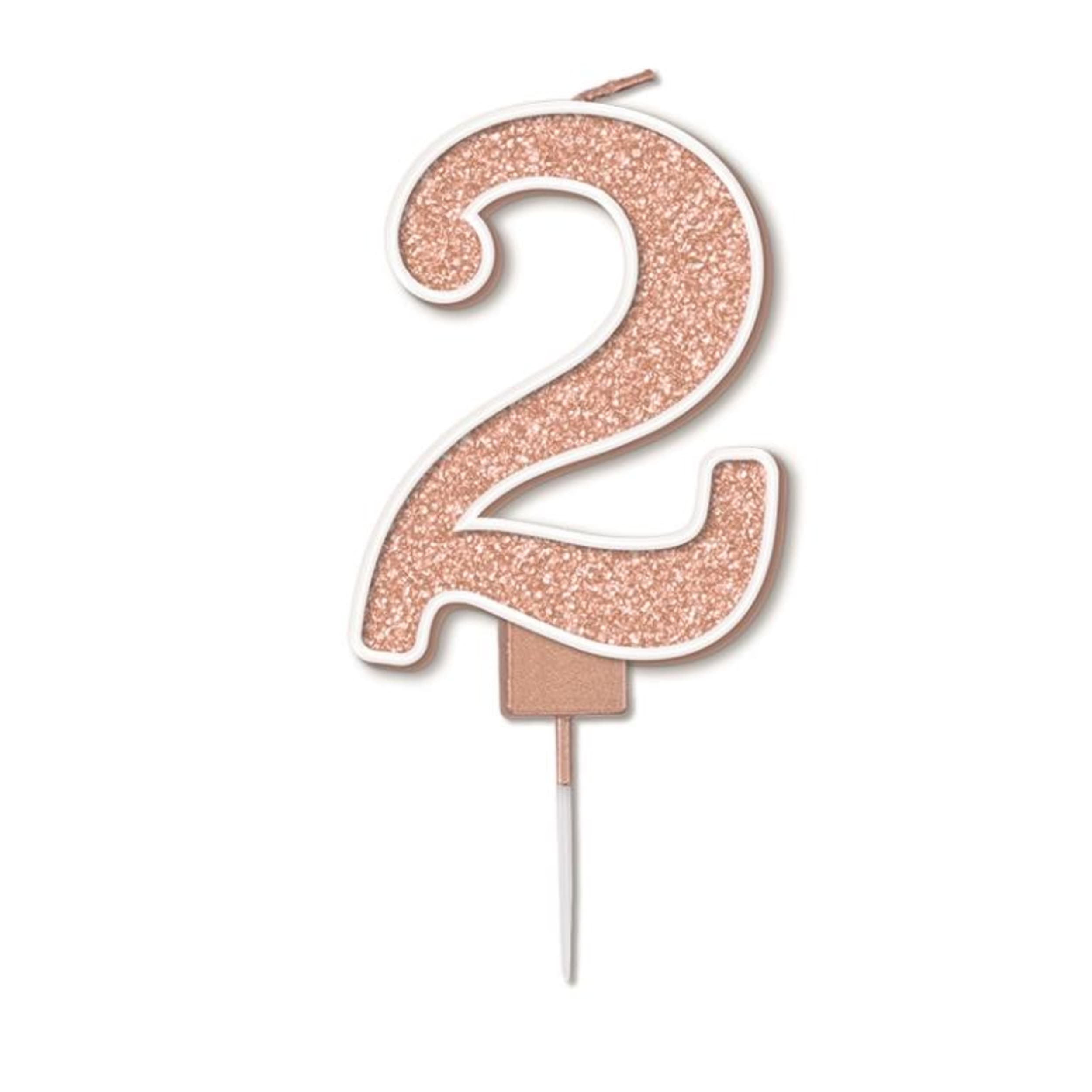 Oaktree Candle 7.5cm Sparkling Fizz Numeral #2 Rose Gold