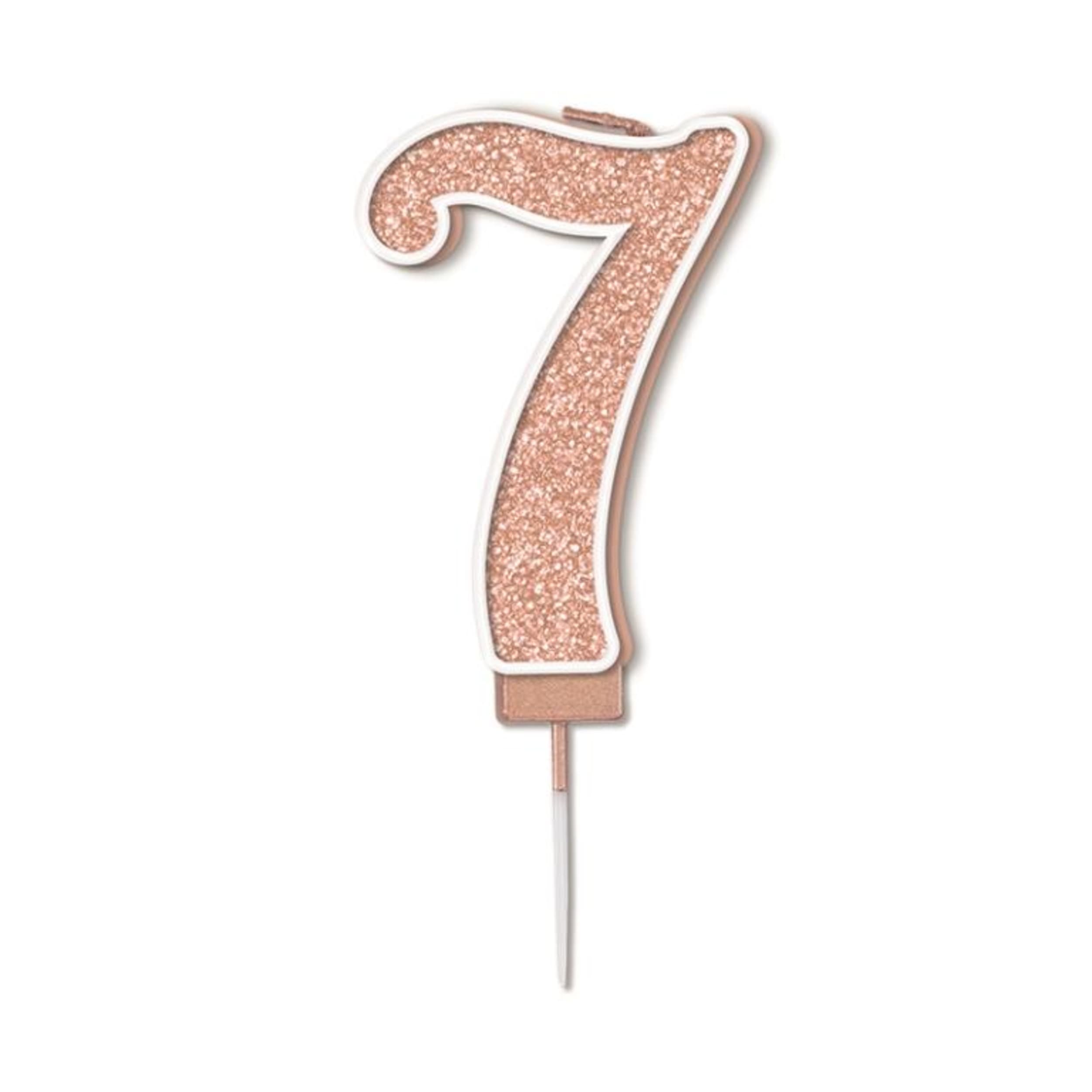 Oaktree Candle 7.5cm Sparkling Fizz Numeral #7 Rose Gold