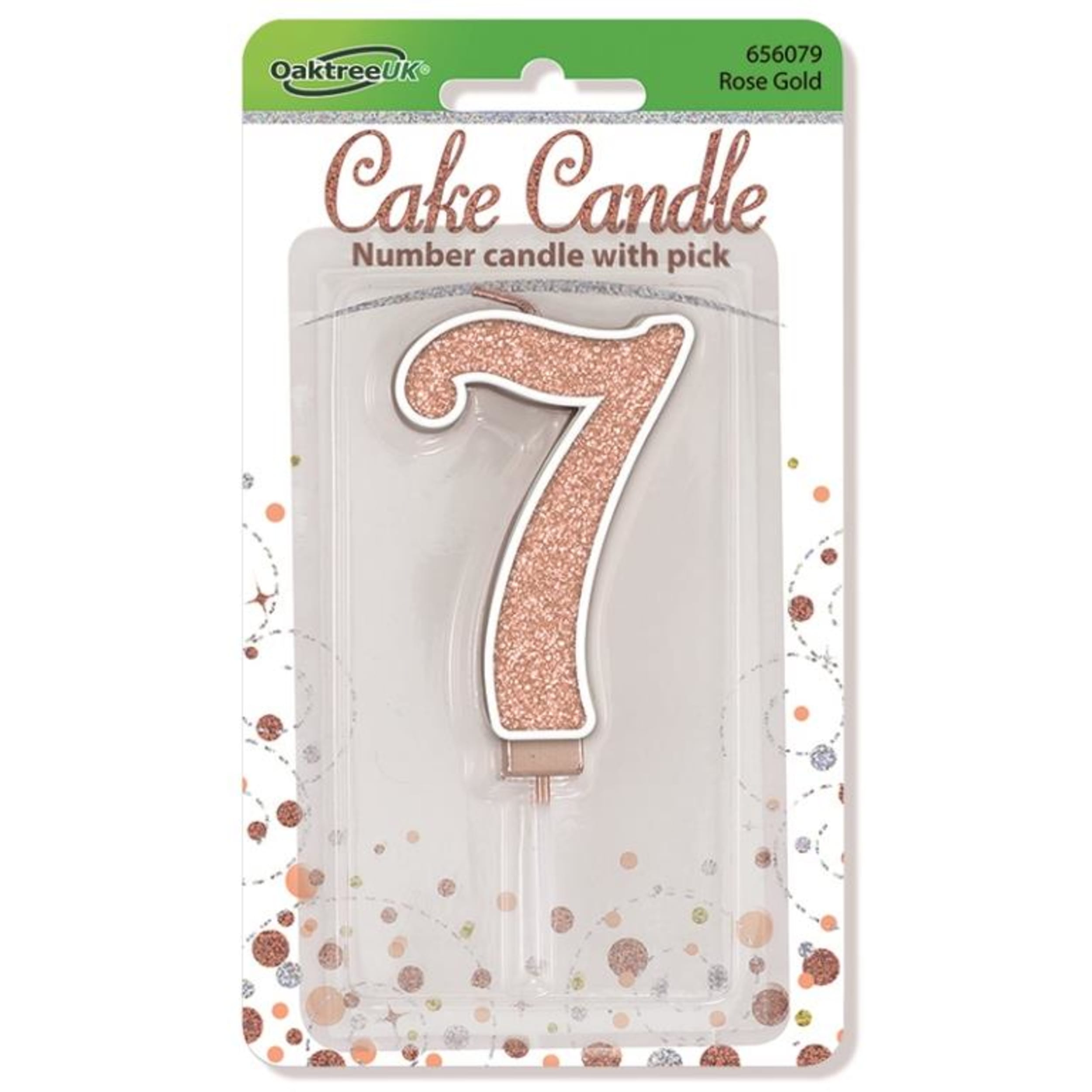 Oaktree Candle 7.5cm Sparkling Fizz Numeral #7 Rose Gold