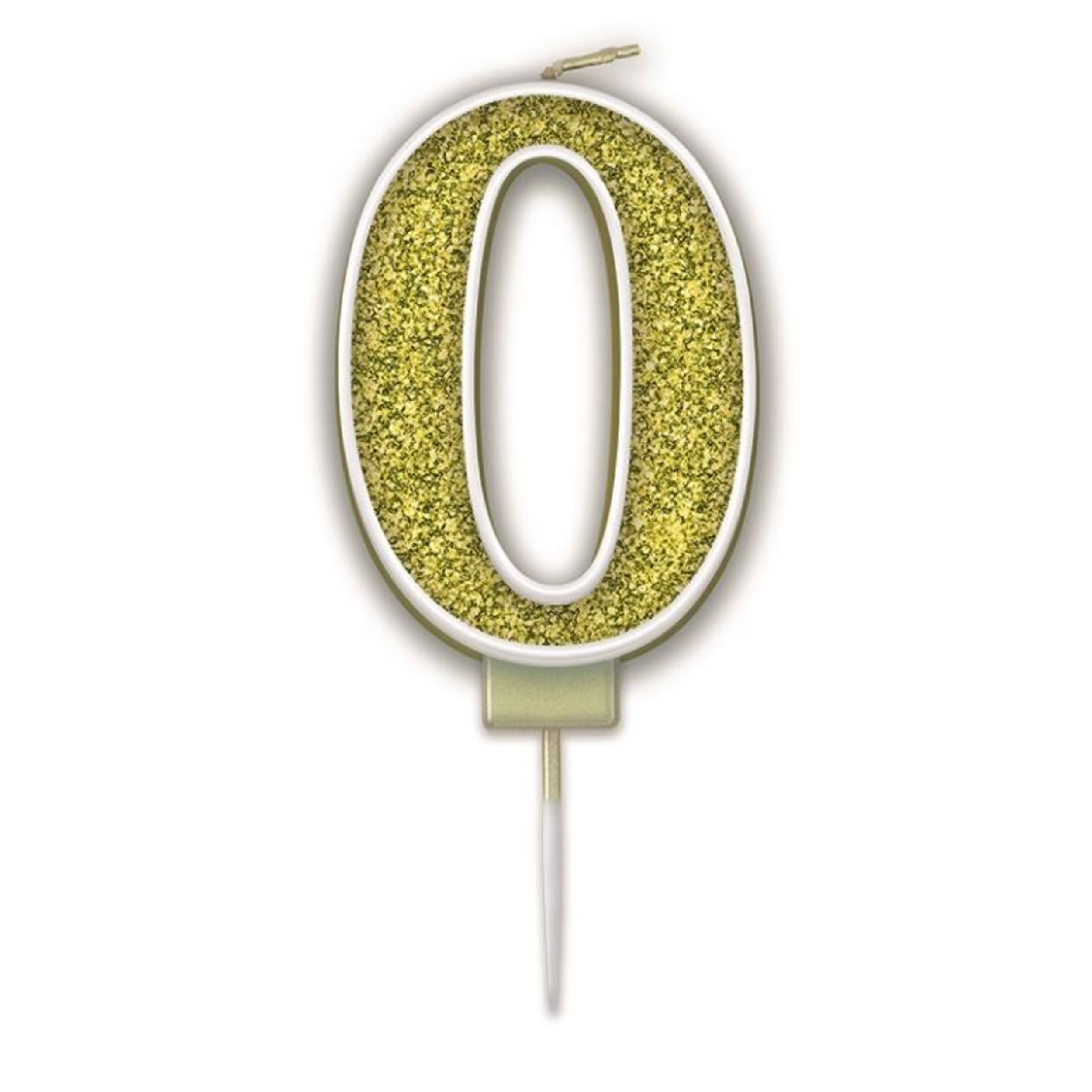 Oaktree Candle 7.5cm Sparkling Fizz Numeral #0 Gold
