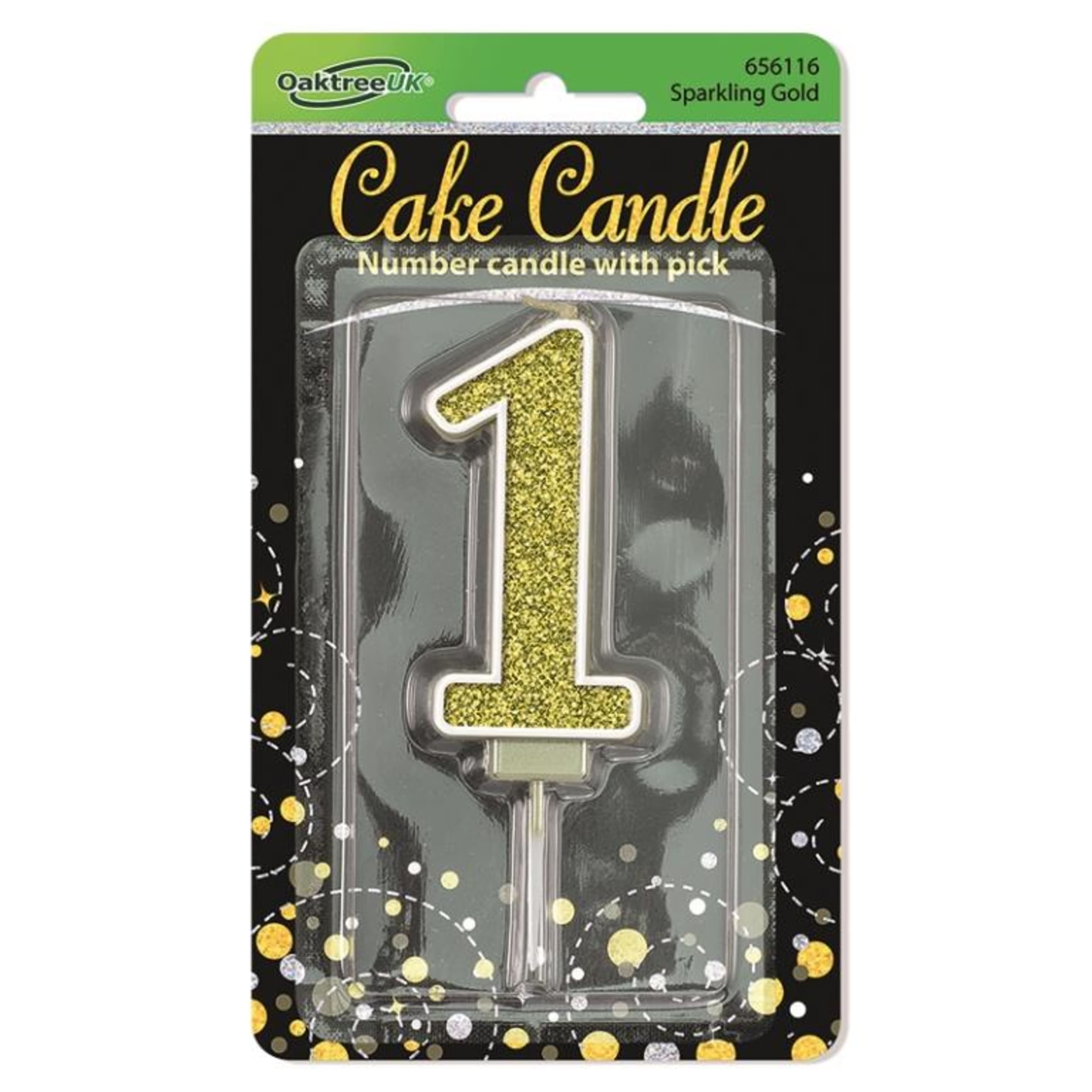 Oaktree Candle 7.5cm Sparkling Fizz Numeral #1 Gold