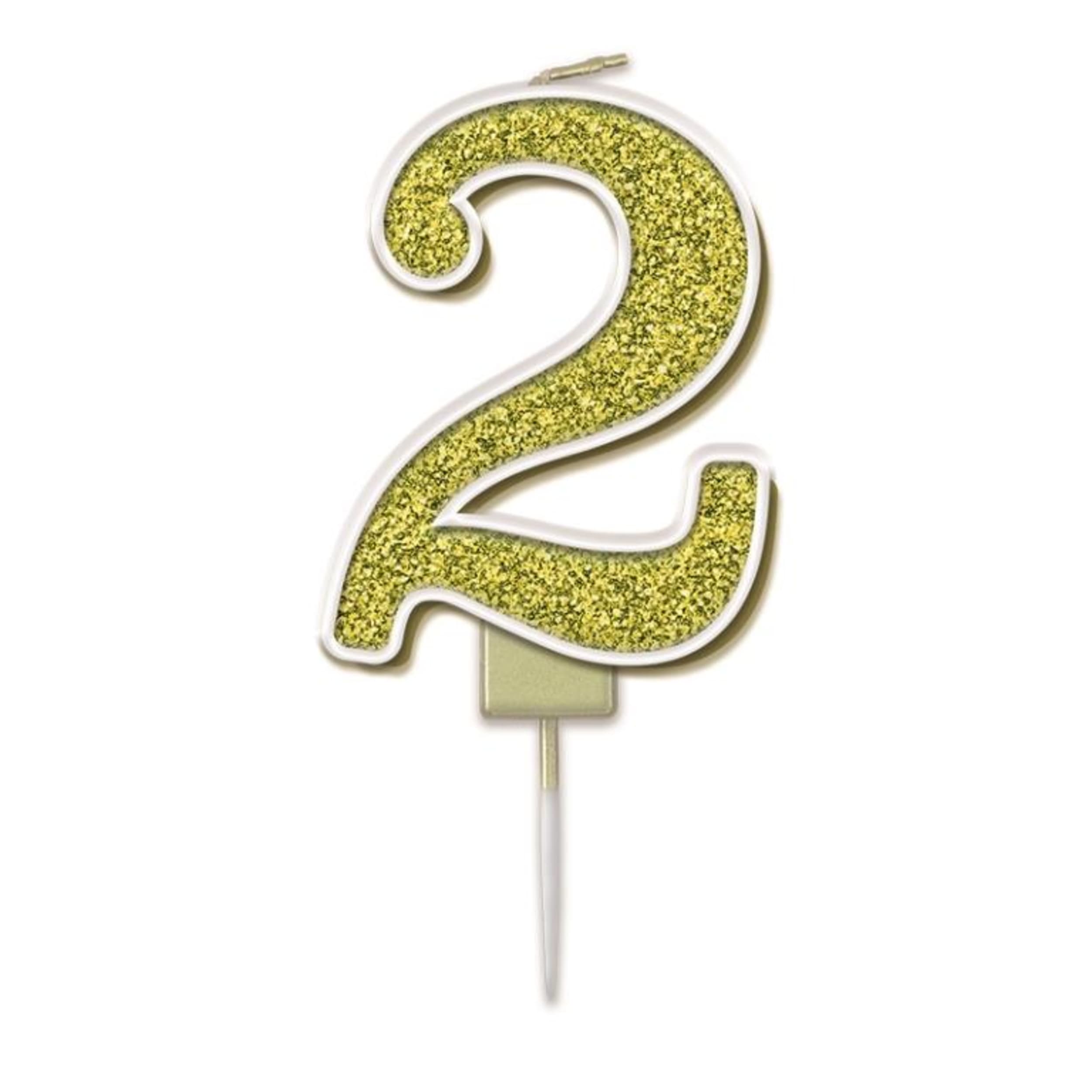 Oaktree Candle 7.5cm Sparkling Fizz Numeral #2 Gold